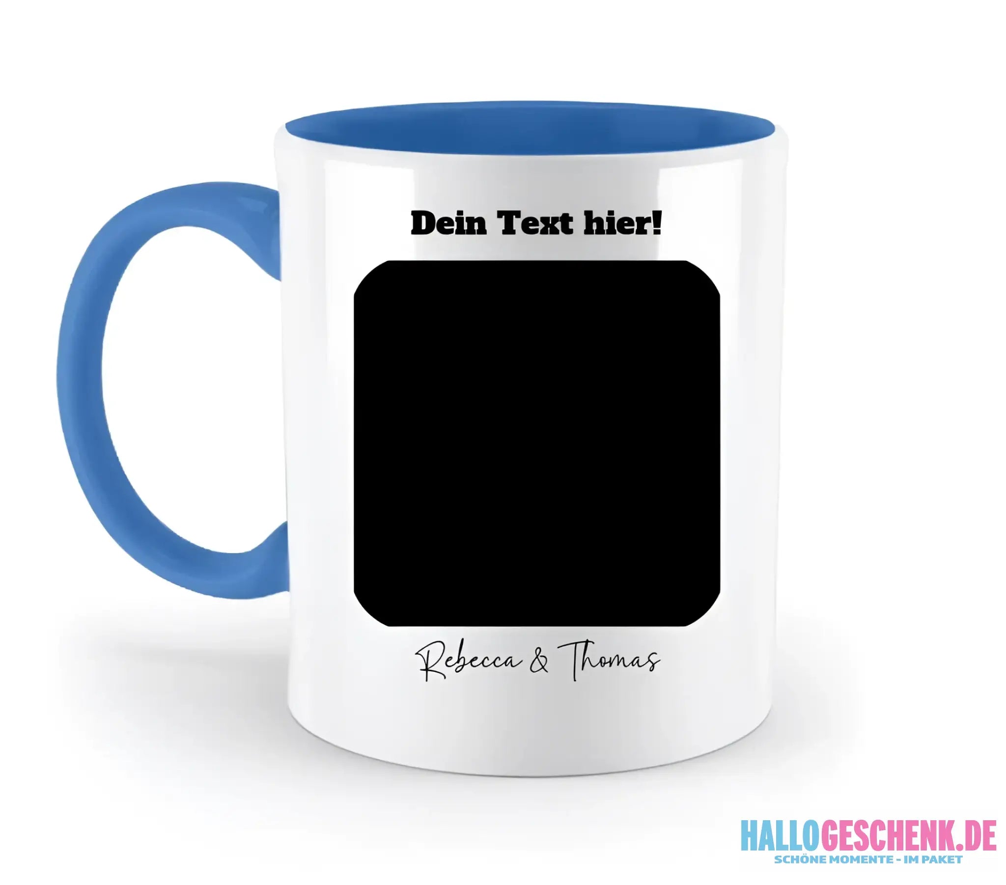 Dein Bild in viereckigen Form - zweifarbige Tasse spülmaschinengeeignet • Fotogeschenk • personalisiert