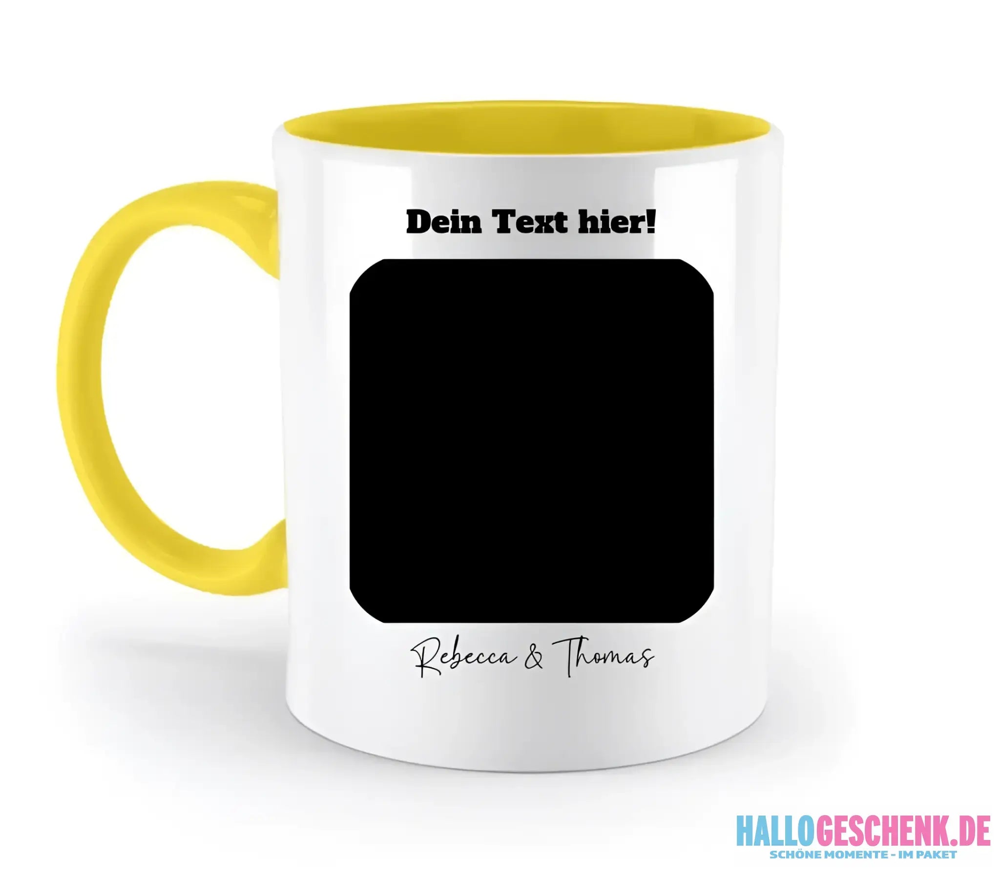 Dein Bild in viereckigen Form - zweifarbige Tasse spülmaschinengeeignet • Fotogeschenk • personalisiert