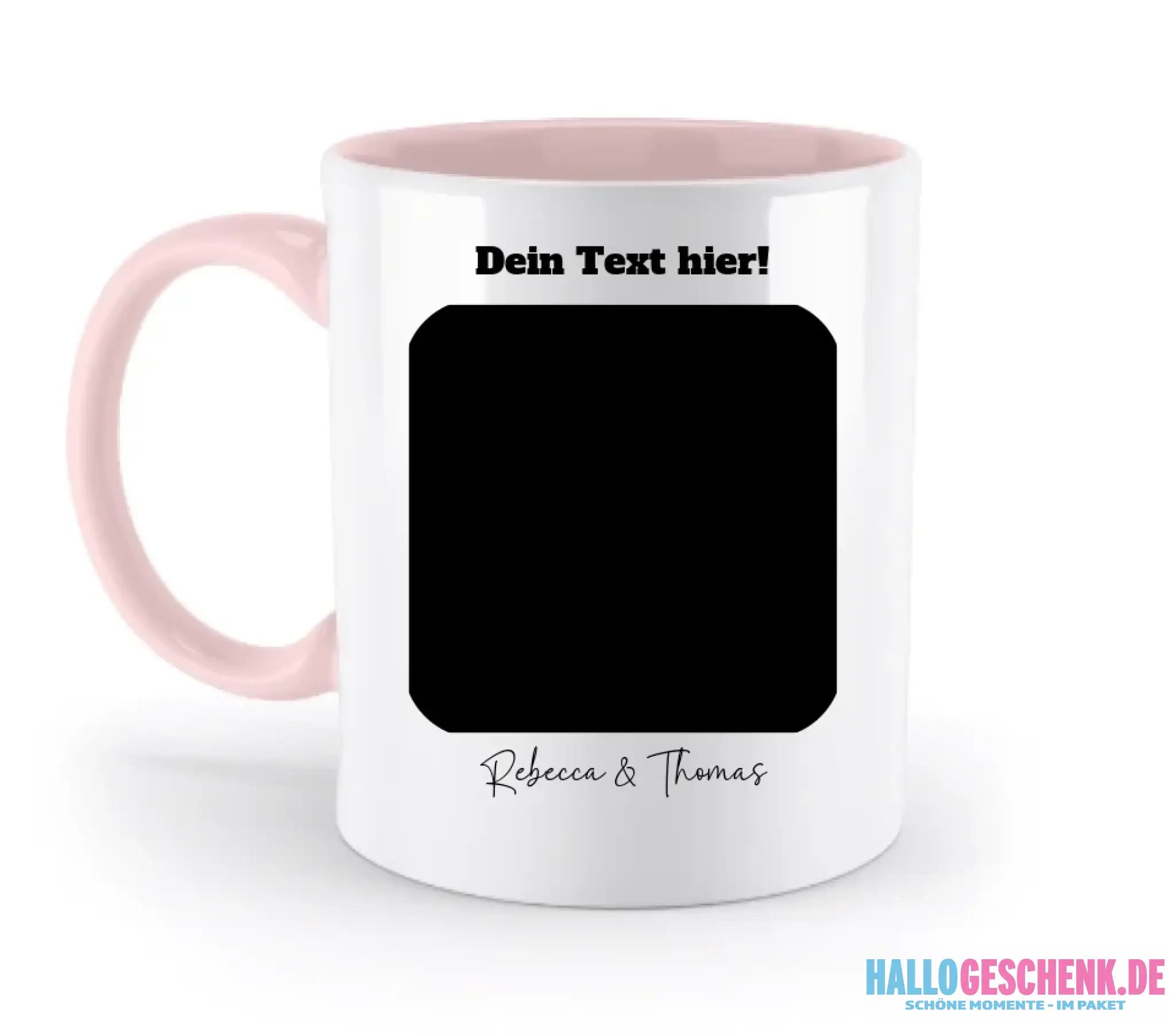 Dein Bild in viereckigen Form - zweifarbige Tasse spülmaschinengeeignet • Fotogeschenk • personalisiert