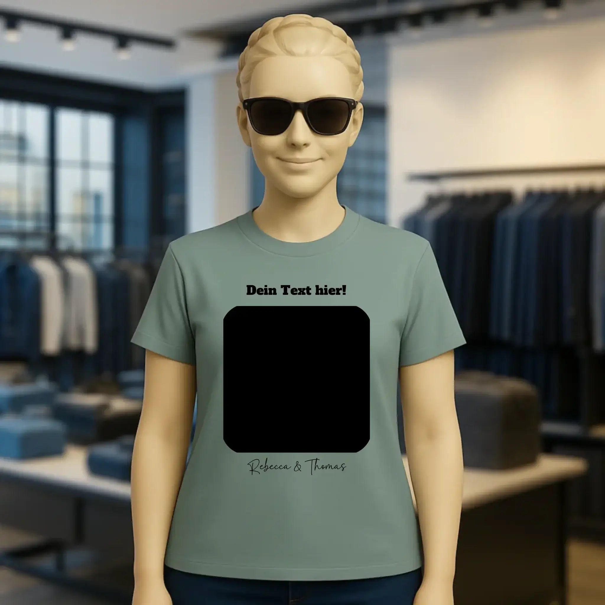 Dein Bild in viereckiger Form personalisierbar • Ladies Premium T-Shirt XS-2XL aus Bio-Baumwolle für Damen