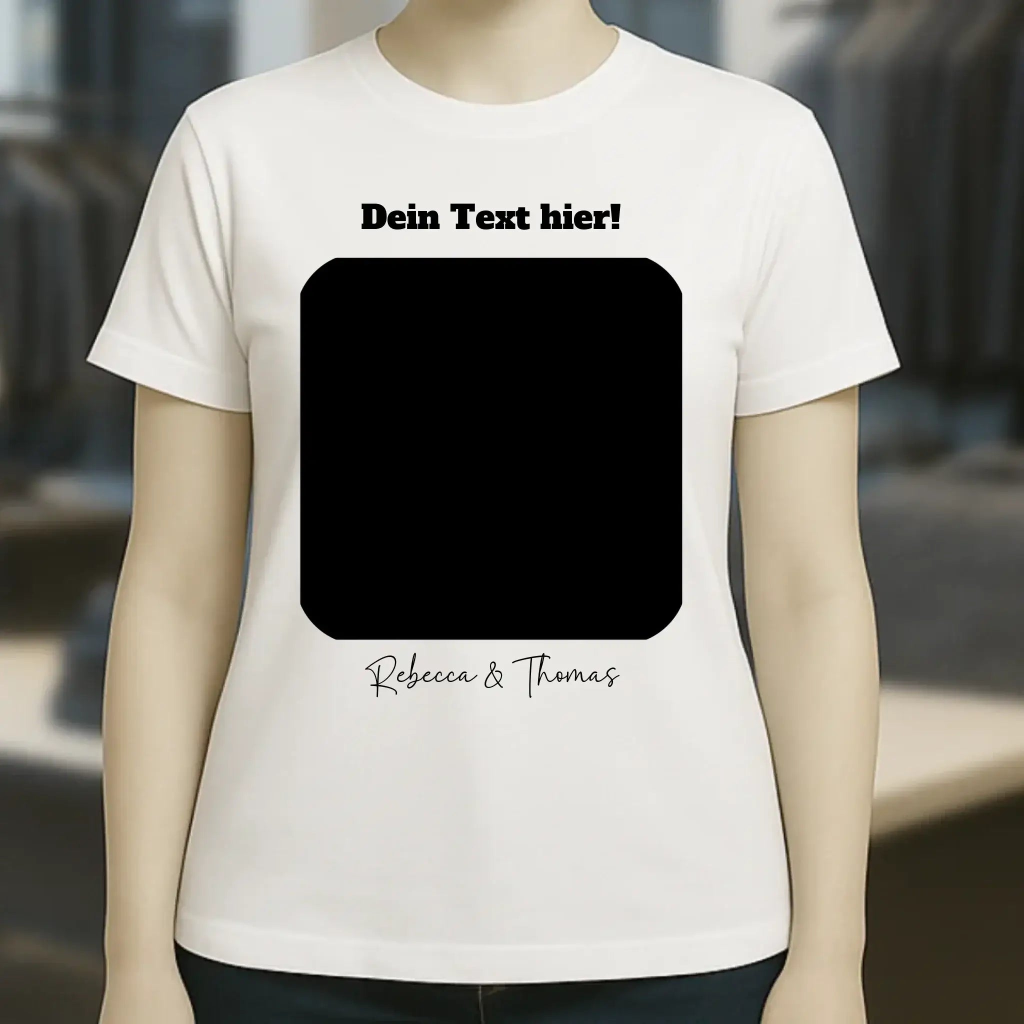 Dein Bild in viereckiger Form personalisierbar • Ladies Premium T-Shirt XS-2XL aus Bio-Baumwolle für Damen