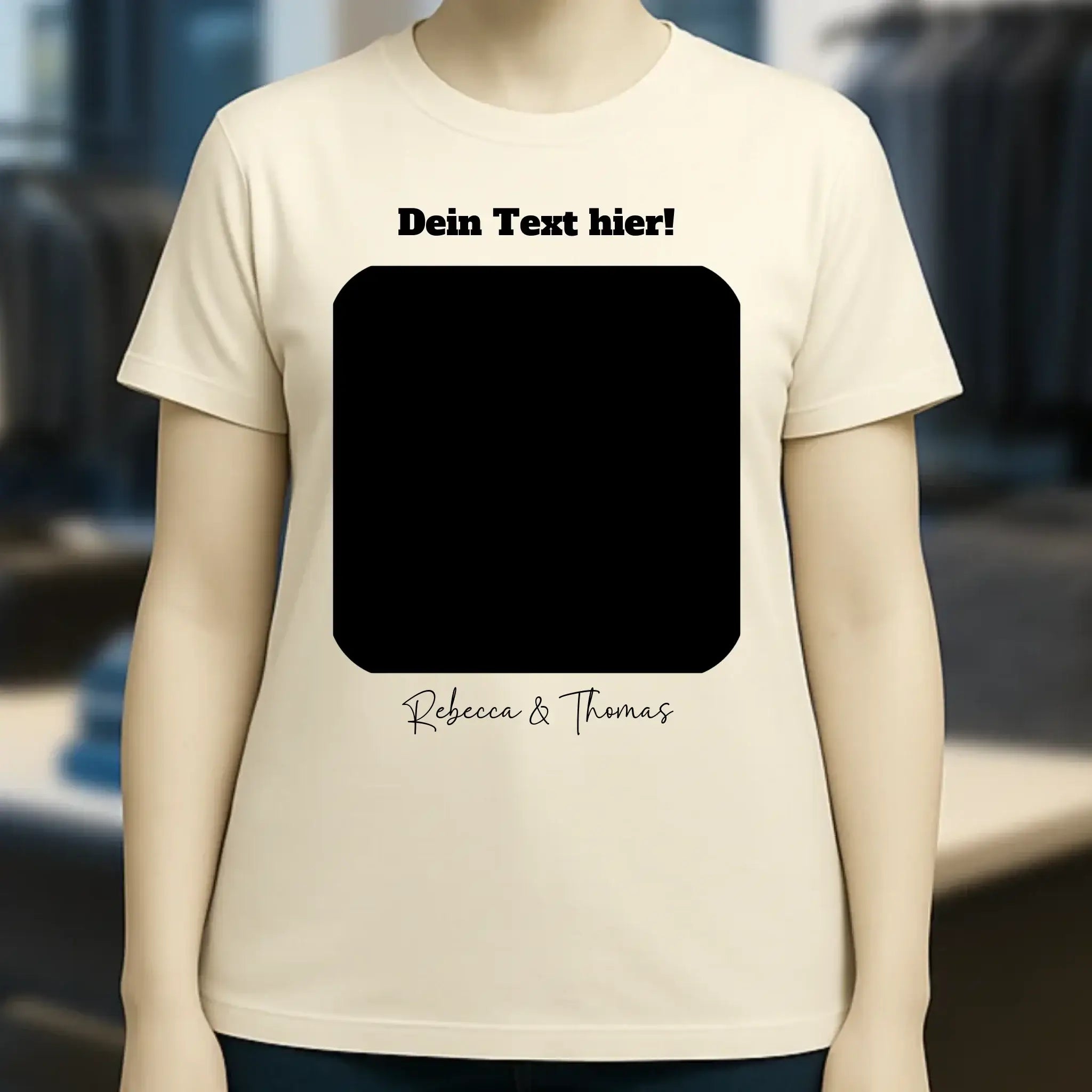 Dein Bild in viereckiger Form personalisierbar • Ladies Premium T-Shirt XS-2XL aus Bio-Baumwolle für Damen