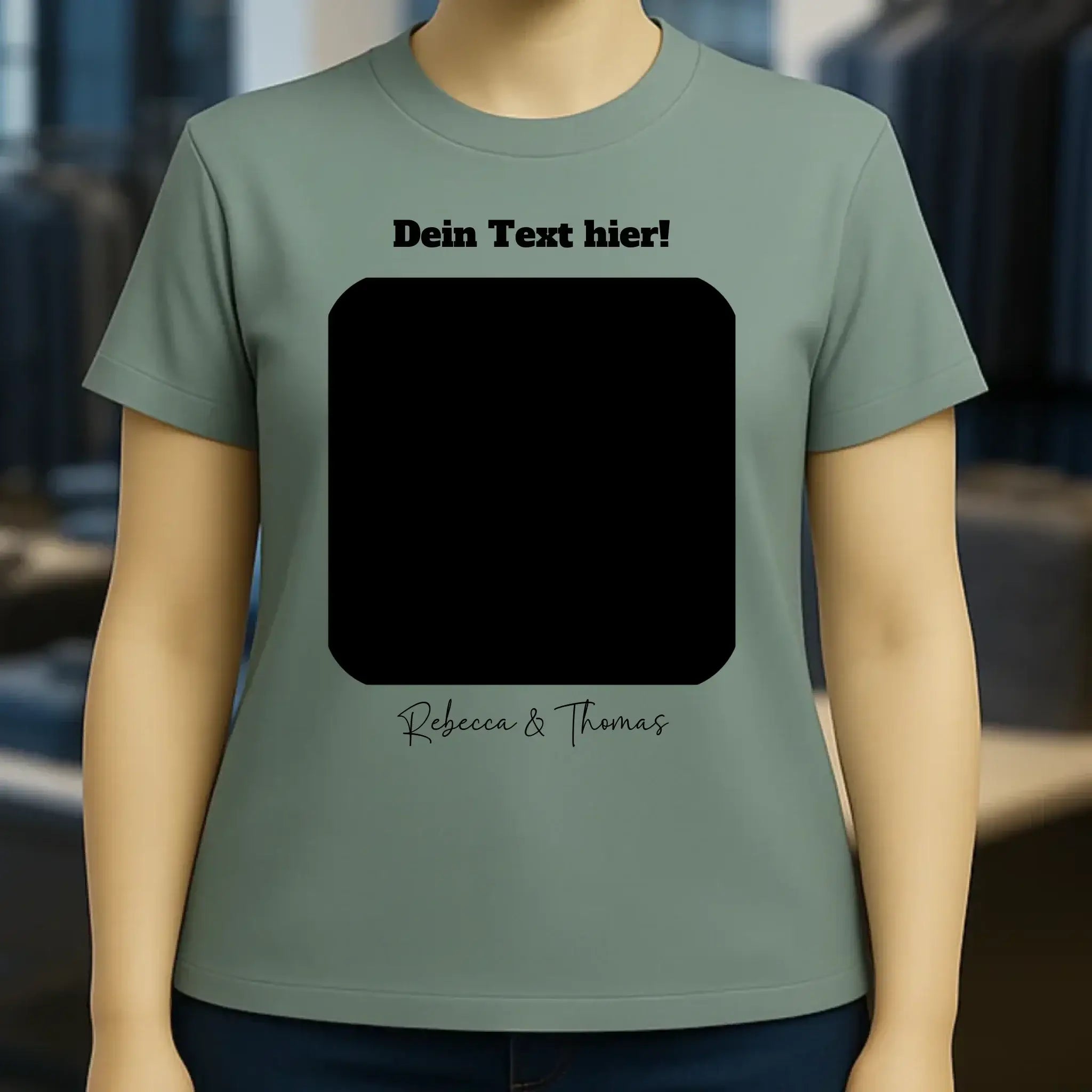 Dein Bild in viereckiger Form personalisierbar • Ladies Premium T-Shirt XS-2XL aus Bio-Baumwolle für Damen