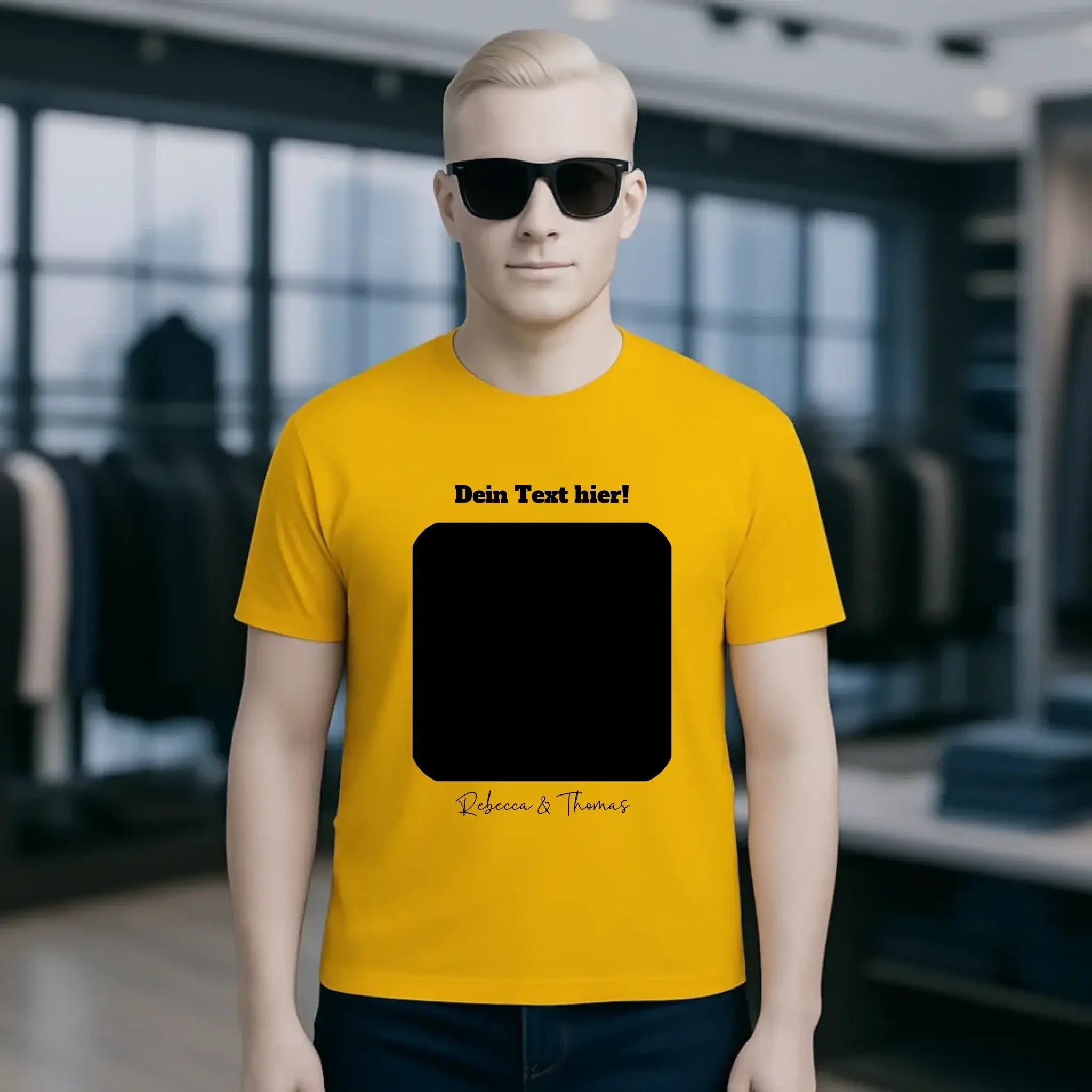 Dein Bild in viereckiger Form personalisierbar - Unisex Premium T-Shirt XS-5XL aus Bio-Baumwolle für Damen & Herren • Fotogeschenk • personalisiert