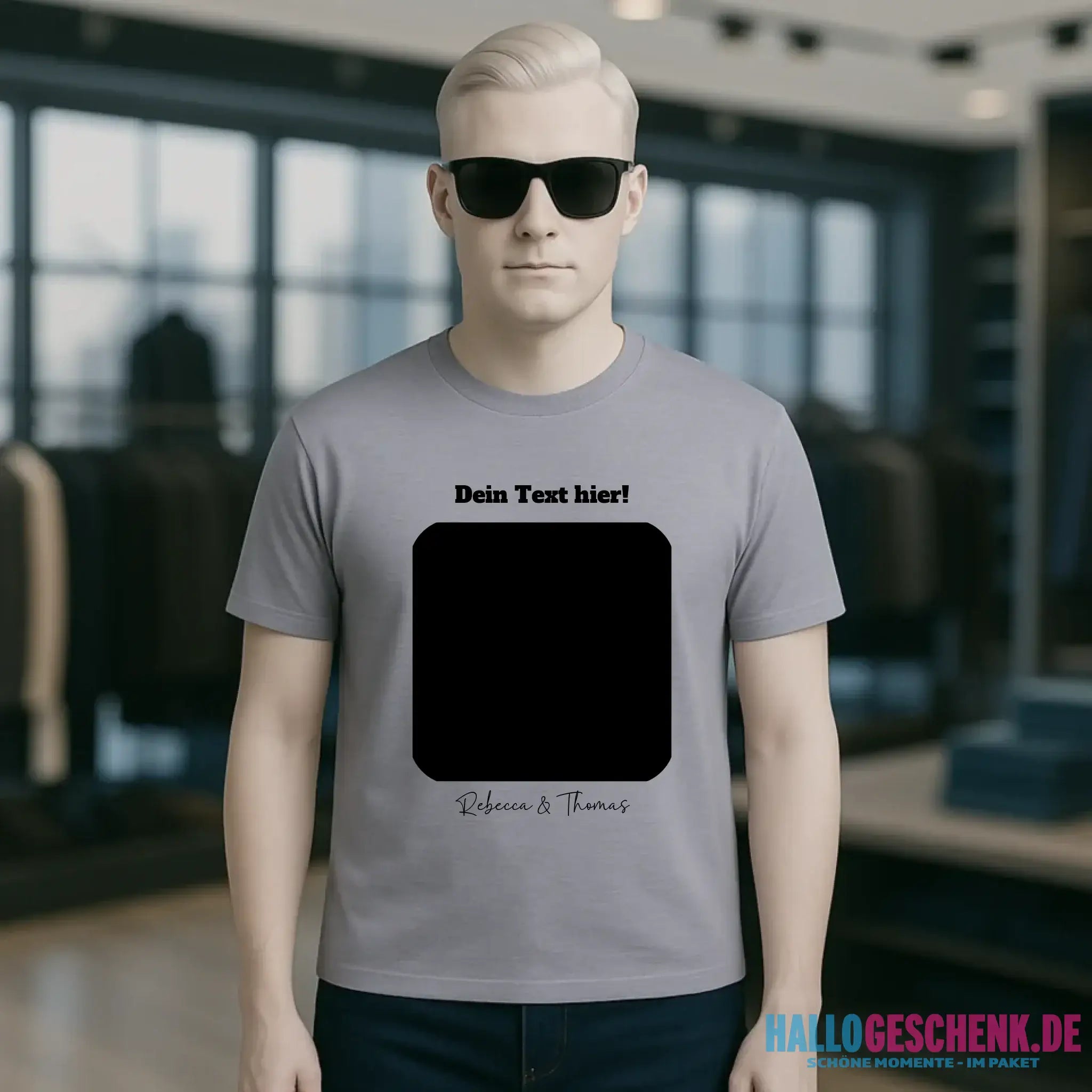 Dein Bild in viereckiger Form personalisierbar - Unisex Premium T-Shirt XS-5XL aus Bio-Baumwolle für Damen & Herren • Fotogeschenk • personalisiert