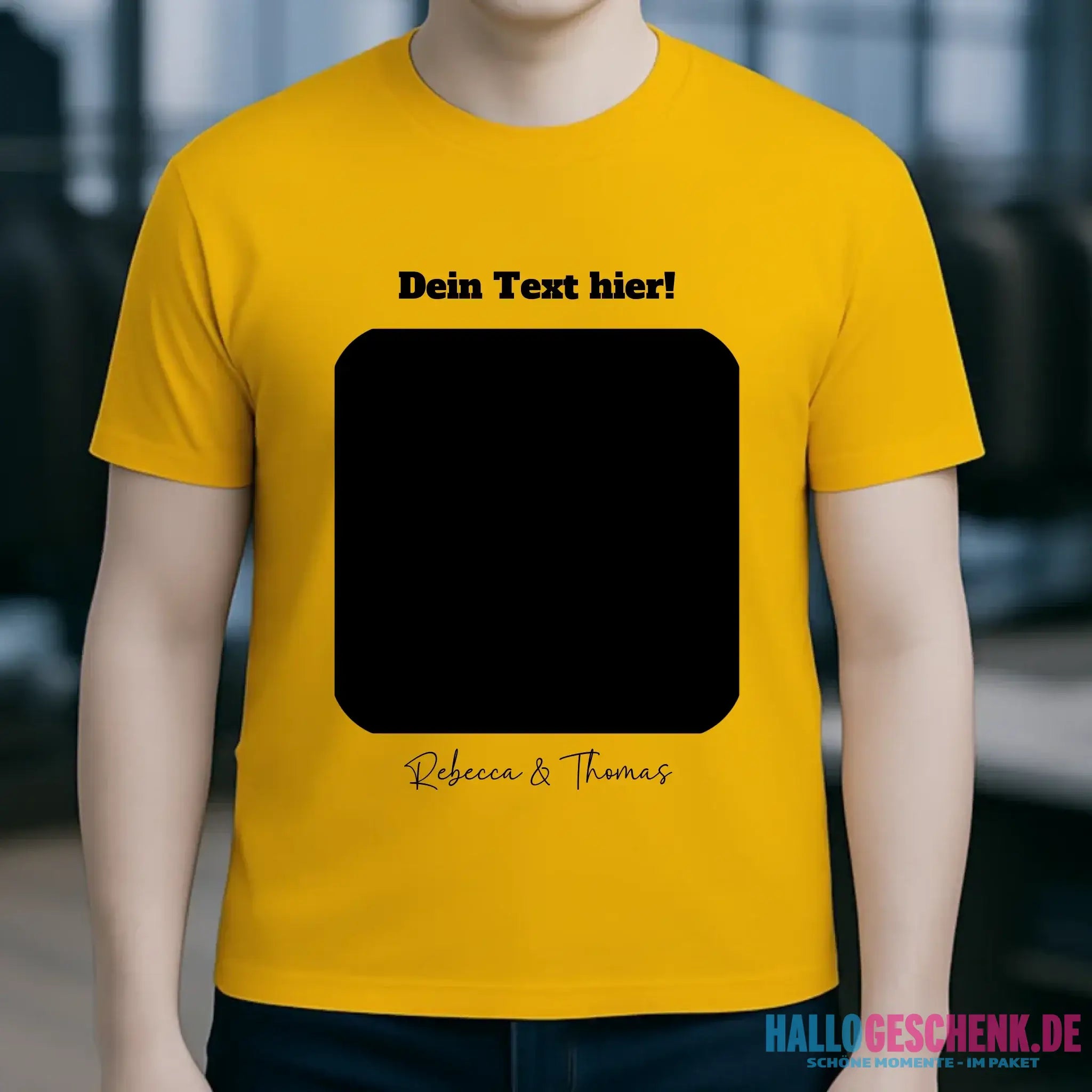 Dein Bild in viereckiger Form personalisierbar - Unisex Premium T-Shirt XS-5XL aus Bio-Baumwolle für Damen & Herren • Fotogeschenk • personalisiert