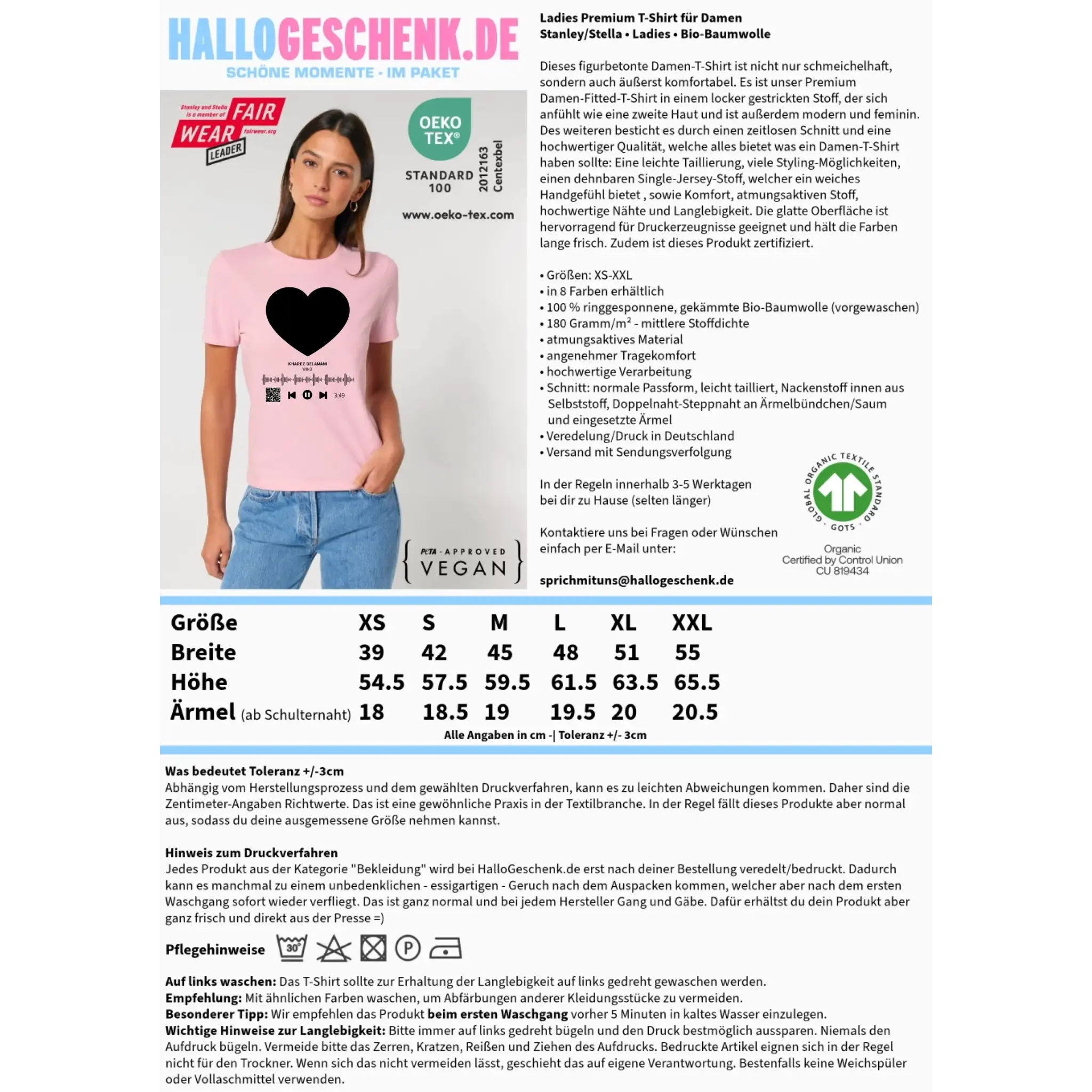 Dein Bild mit Spotify QR Code • Ladies Premium T-Shirt XS-2XL aus Bio-Baumwolle für Damen • Exklusivdesign • personalisiert