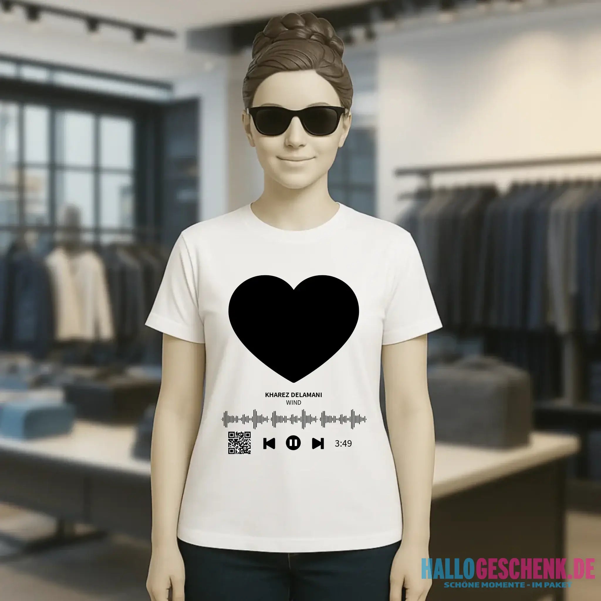 Dein Bild mit Spotify QR Code • Ladies Premium T-Shirt XS-2XL aus Bio-Baumwolle für Damen • Exklusivdesign • personalisiert