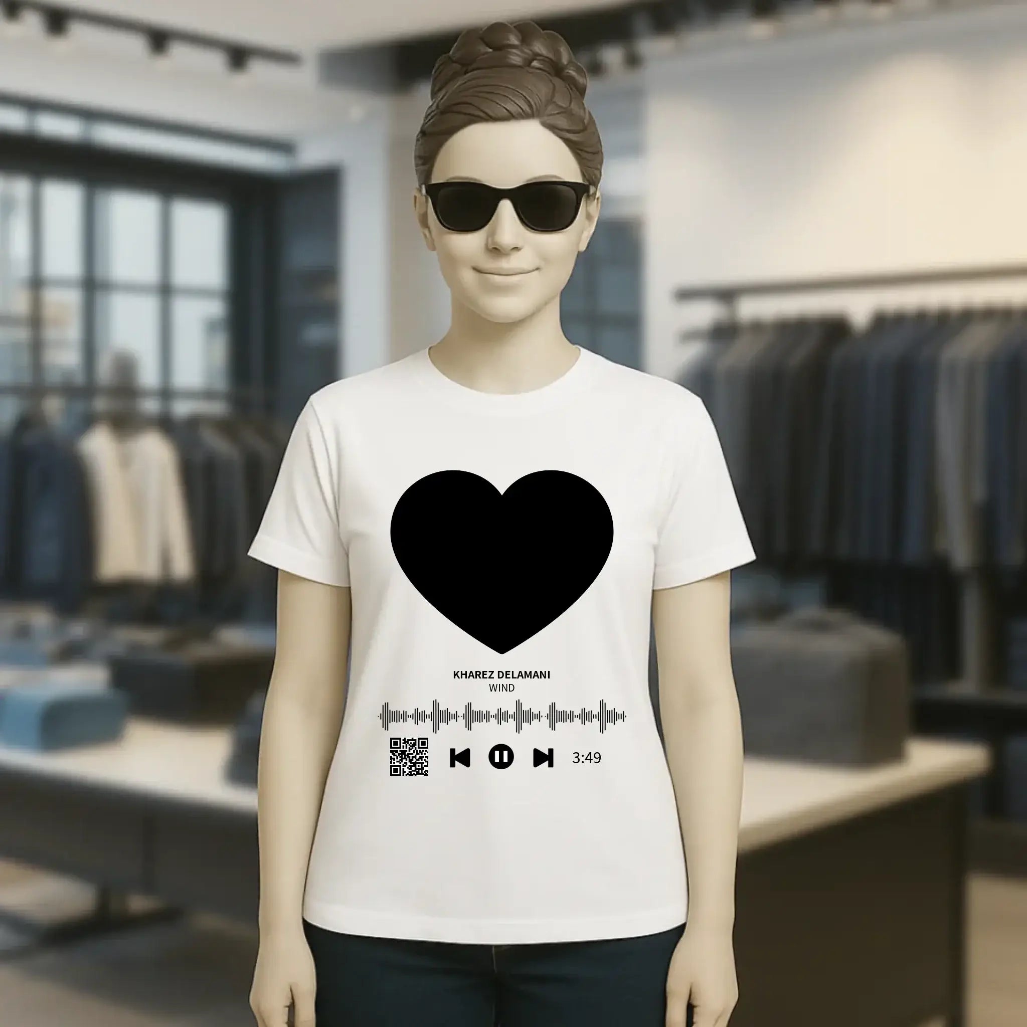 Dein Bild mit Spotify QR Code • Ladies Premium T-Shirt XS-2XL aus Bio-Baumwolle für Damen • Exklusivdesign • personalisiert