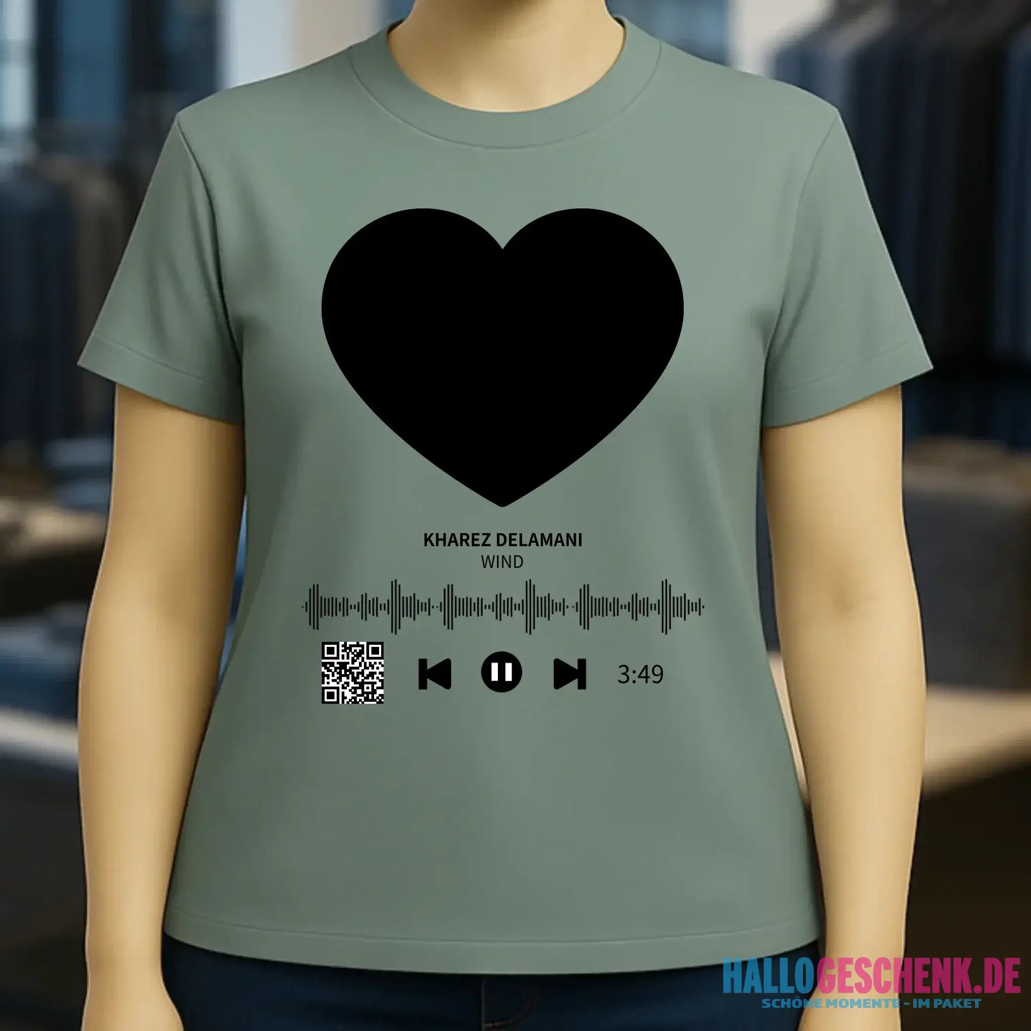 Dein Bild mit Spotify QR Code • Ladies Premium T-Shirt XS-2XL aus Bio-Baumwolle für Damen • Exklusivdesign • personalisiert
