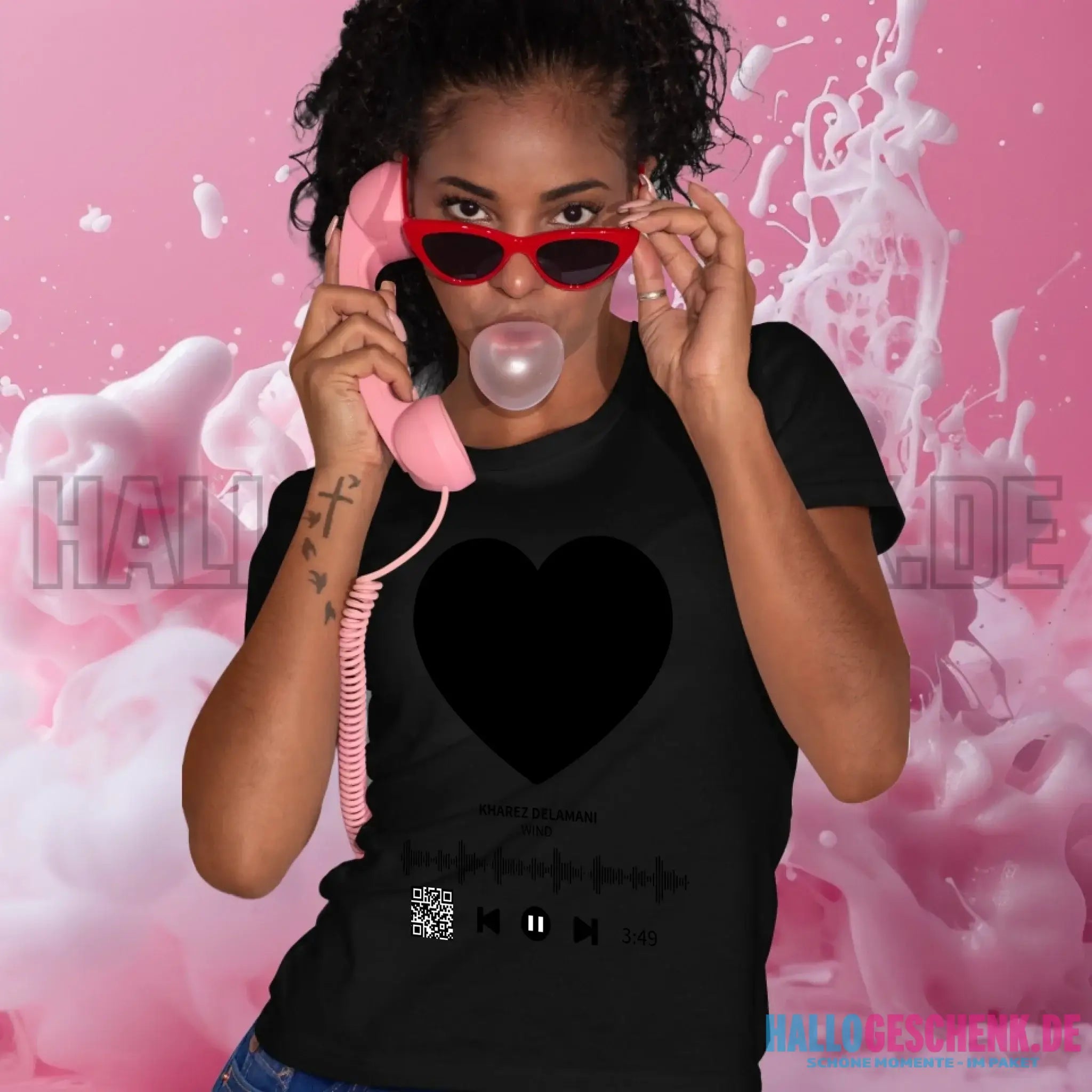 Dein Bild mit Spotify QR Code • Ladies Premium T-Shirt XS-2XL aus Bio-Baumwolle für Damen • Exklusivdesign • personalisiert