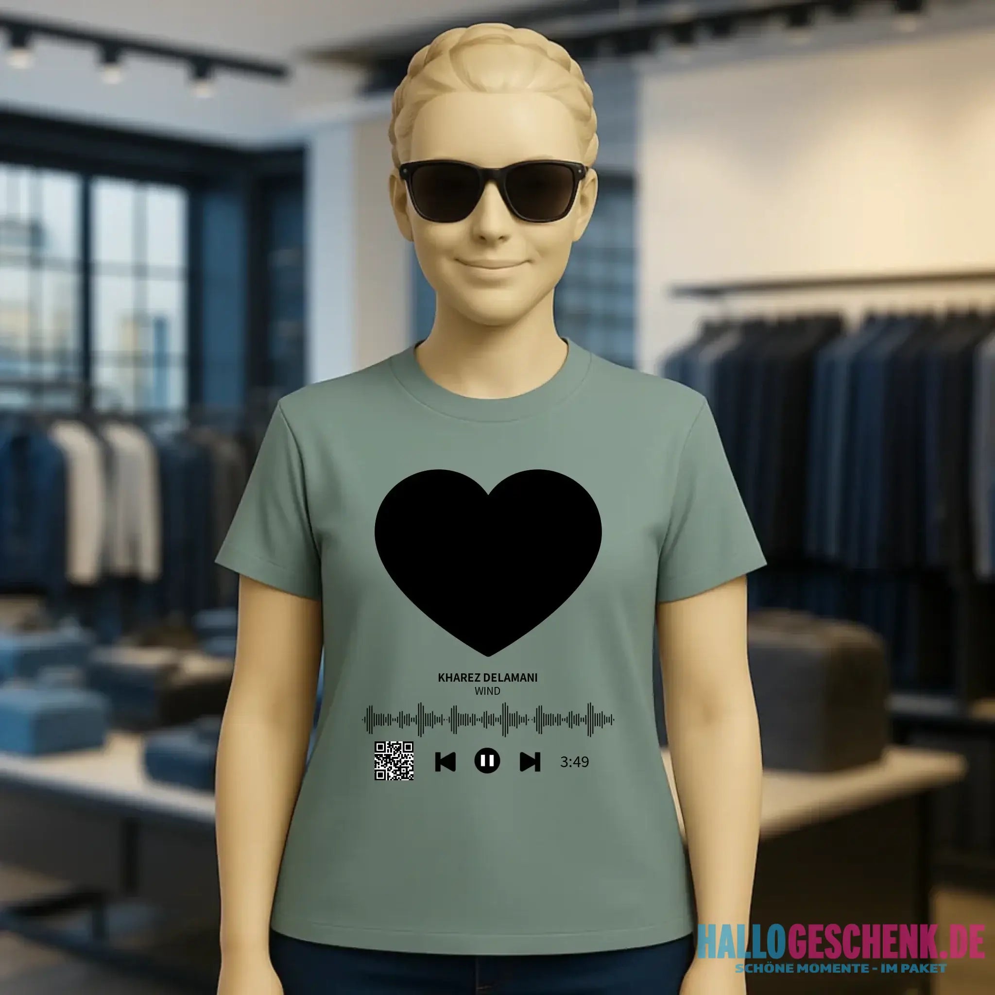Dein Bild mit Spotify QR Code • Ladies Premium T-Shirt XS-2XL aus Bio-Baumwolle für Damen • Exklusivdesign • personalisiert