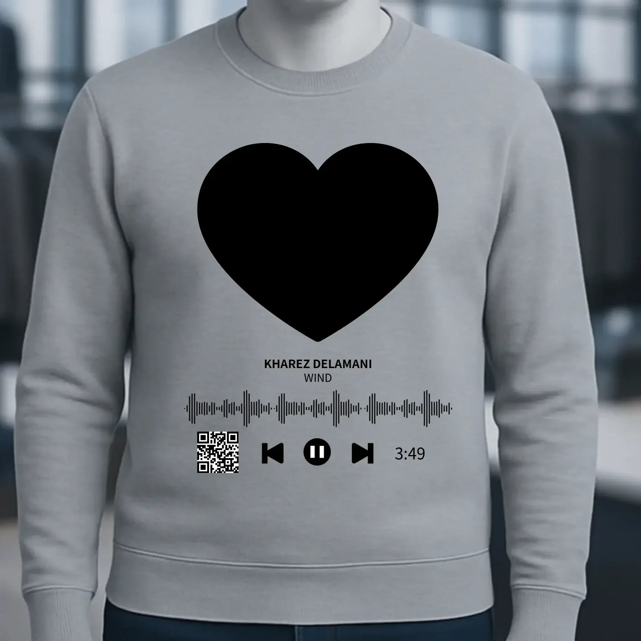 Dein Bild mit Spotify QR Code • Unisex Sweatshirt Bio-Baumwolle in 4 Farben XS-3XL • personalisiert