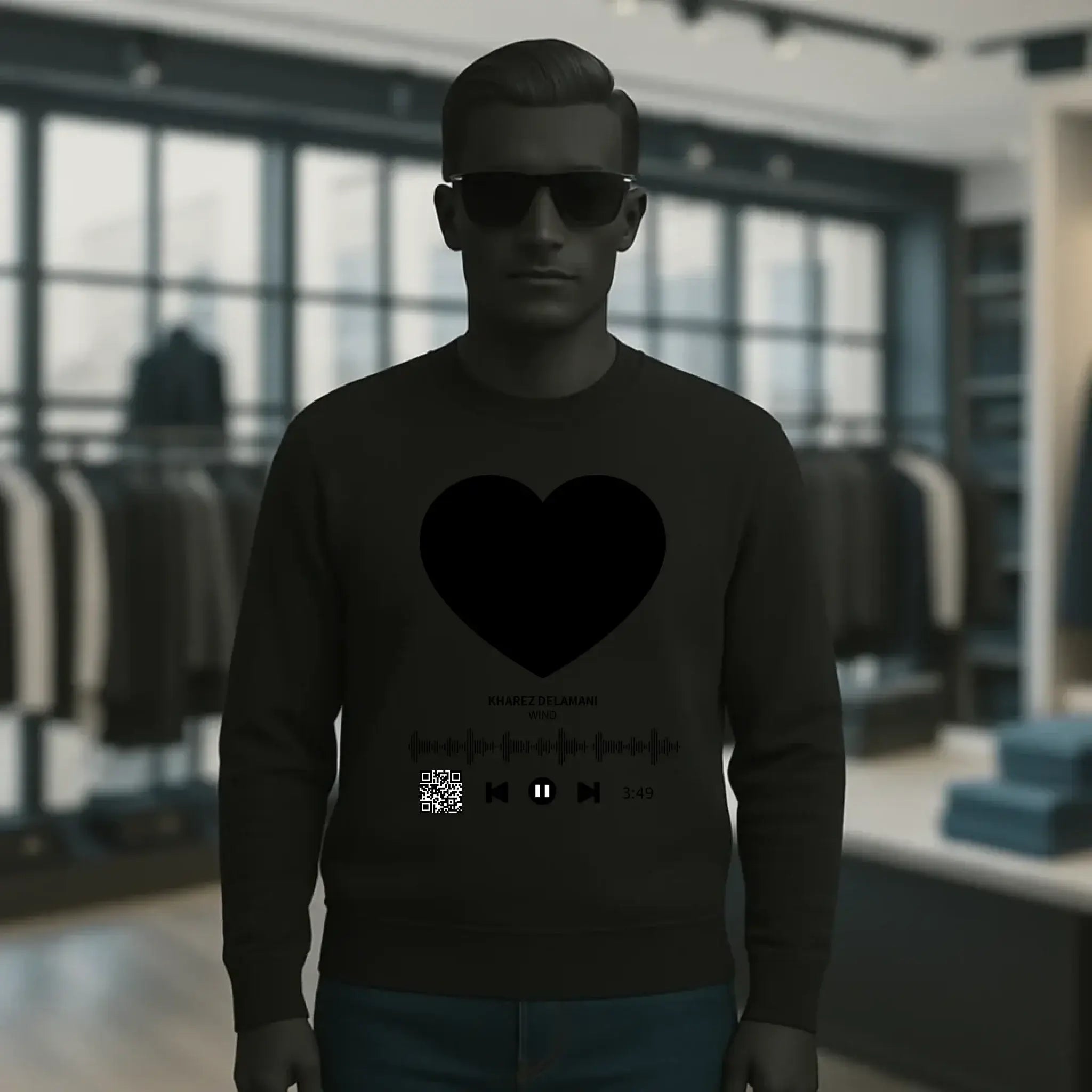 Dein Bild mit Spotify QR Code • Unisex Sweatshirt Bio-Baumwolle in 4 Farben XS-3XL • personalisiert