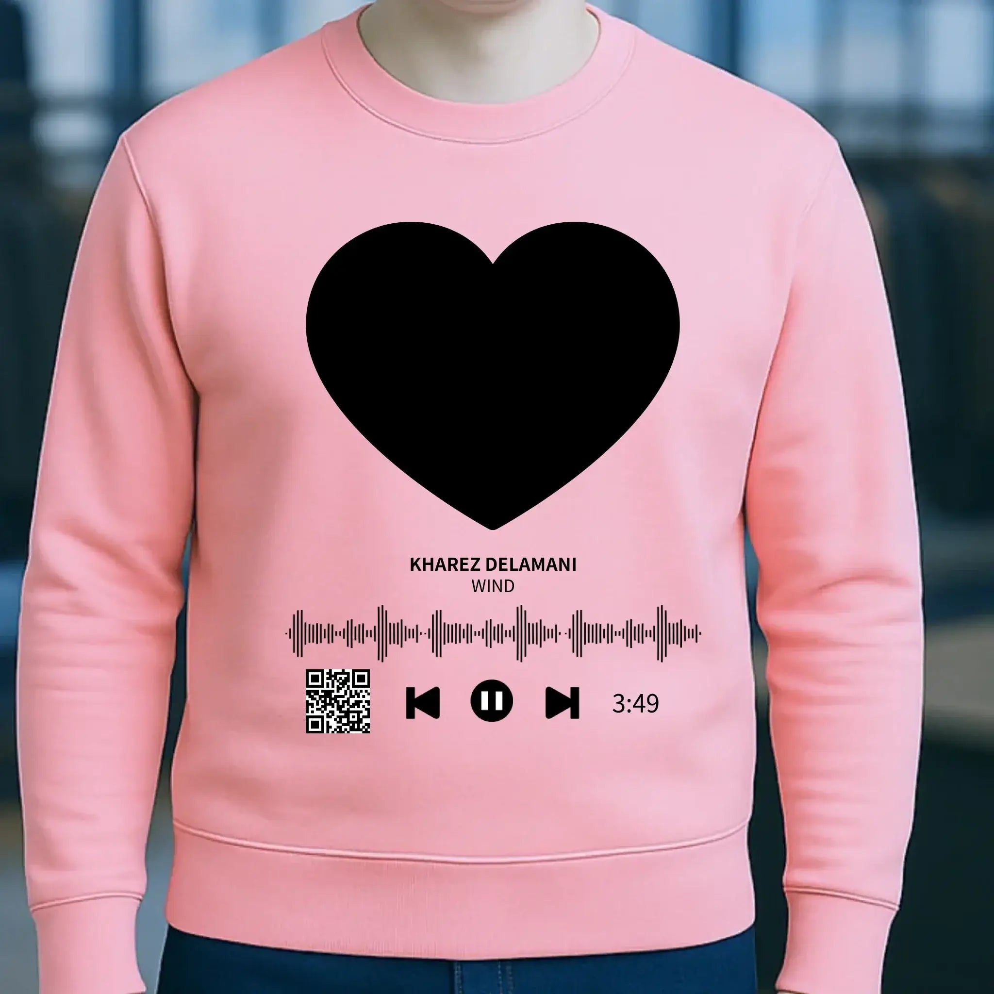 Dein Bild mit Spotify QR Code • Unisex Sweatshirt Bio-Baumwolle in 4 Farben XS-3XL • personalisiert