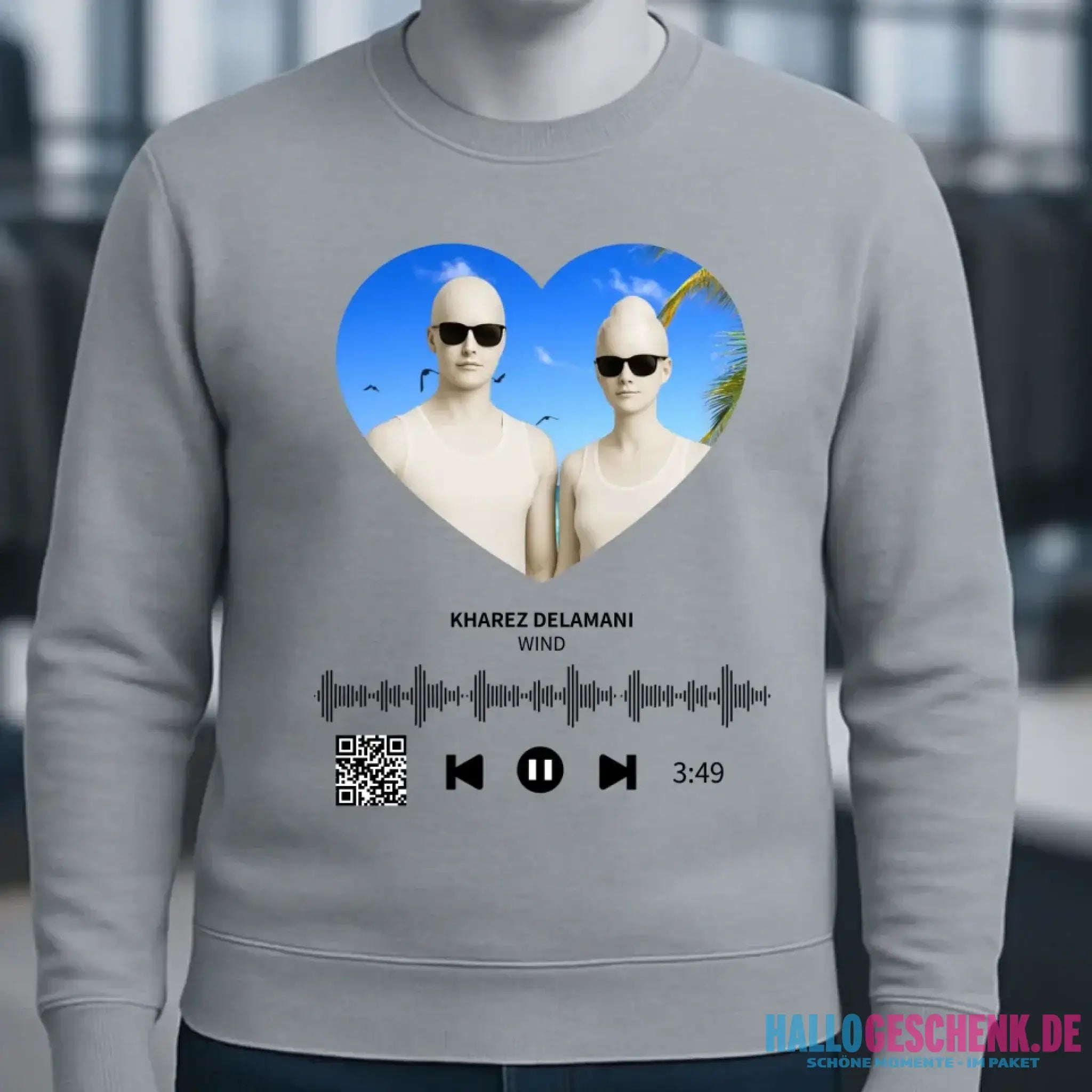 Dein Bild mit Spotify QR Code • Unisex Sweatshirt Bio-Baumwolle in 4 Farben XS-3XL • personalisiert