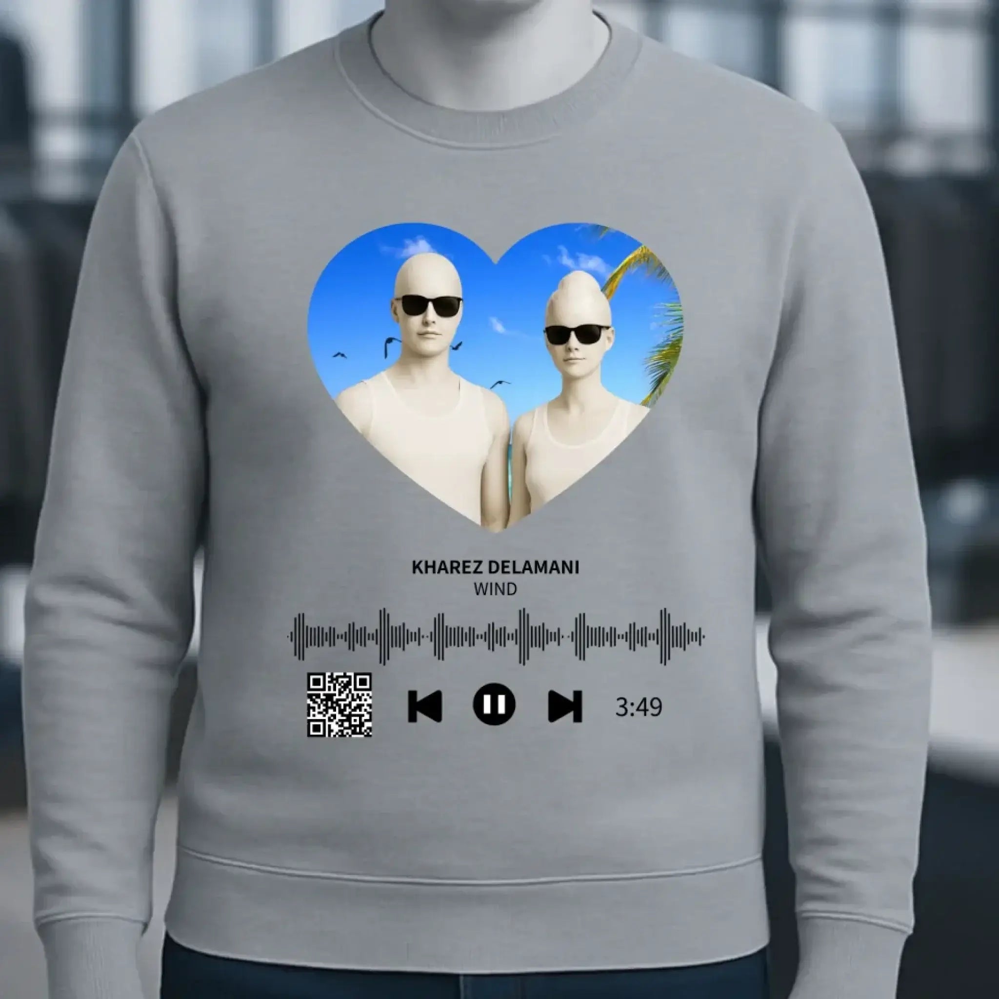 Dein Bild mit Spotify QR Code • Unisex Sweatshirt Bio-Baumwolle in 4 Farben XS-3XL • personalisiert