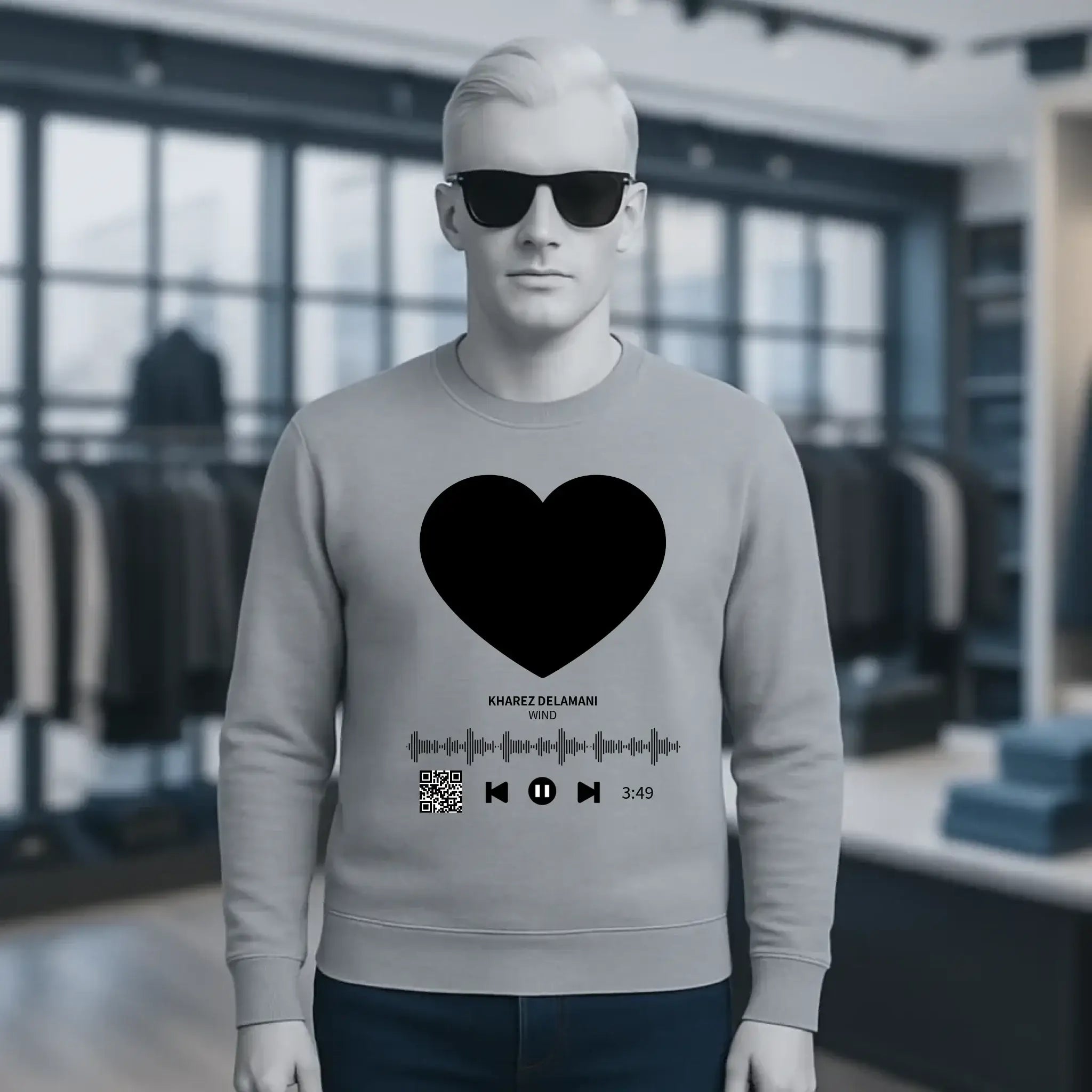 Dein Bild mit Spotify QR Code • Unisex Sweatshirt Bio-Baumwolle in 4 Farben XS-3XL • personalisiert
