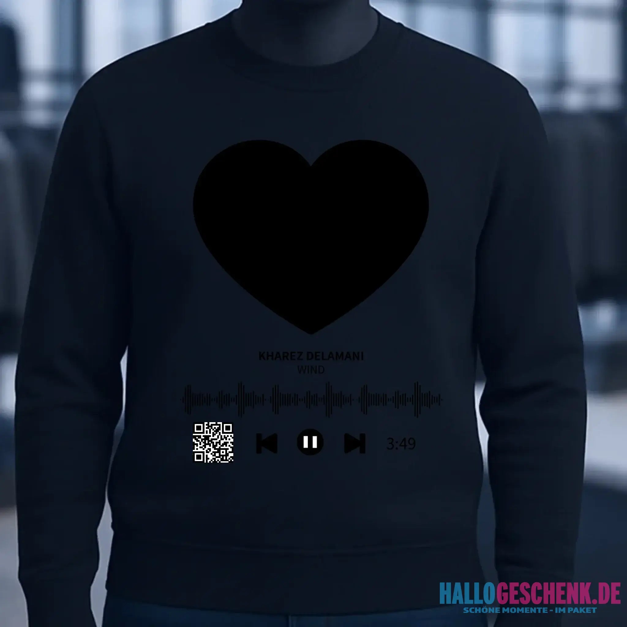 Dein Bild mit Spotify QR Code • Unisex Sweatshirt Bio-Baumwolle in 4 Farben XS-3XL • personalisiert