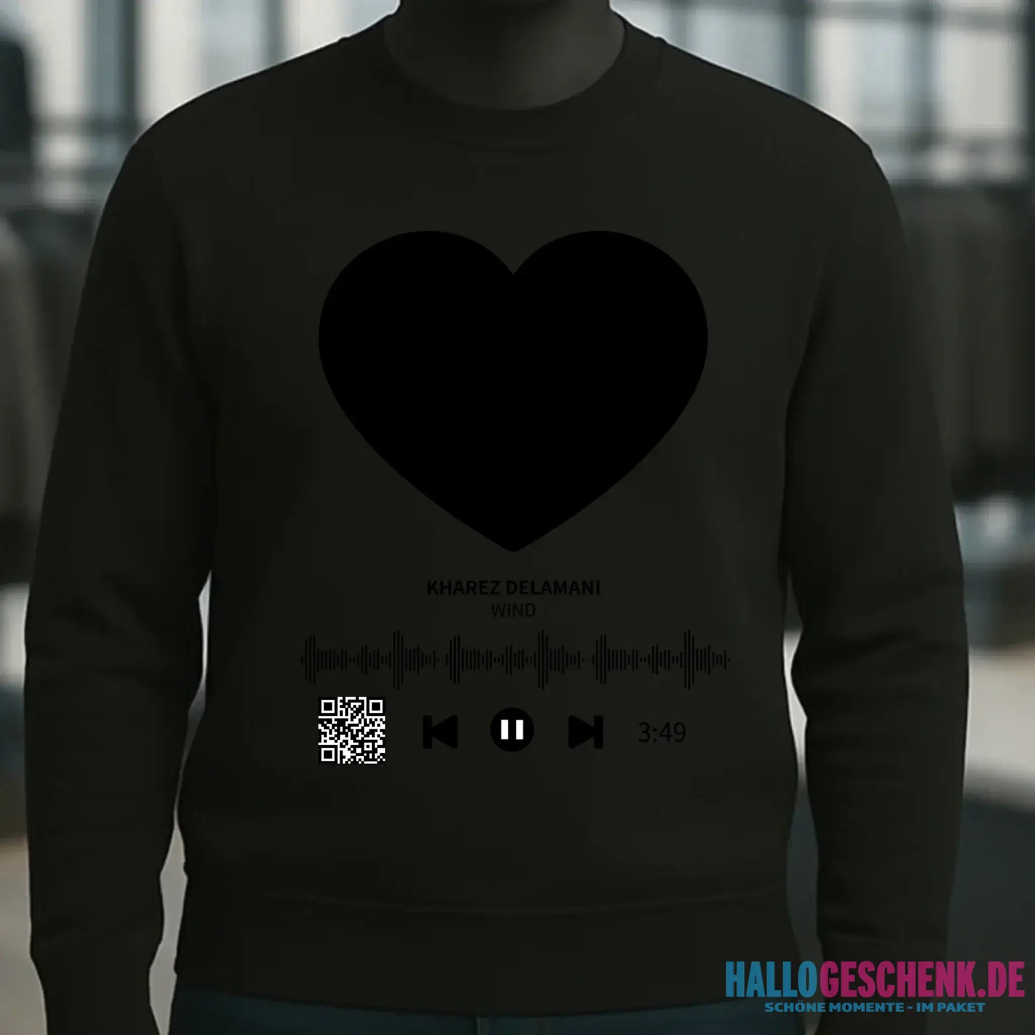 Dein Bild mit Spotify QR Code • Unisex Sweatshirt Bio-Baumwolle in 4 Farben XS-3XL • personalisiert