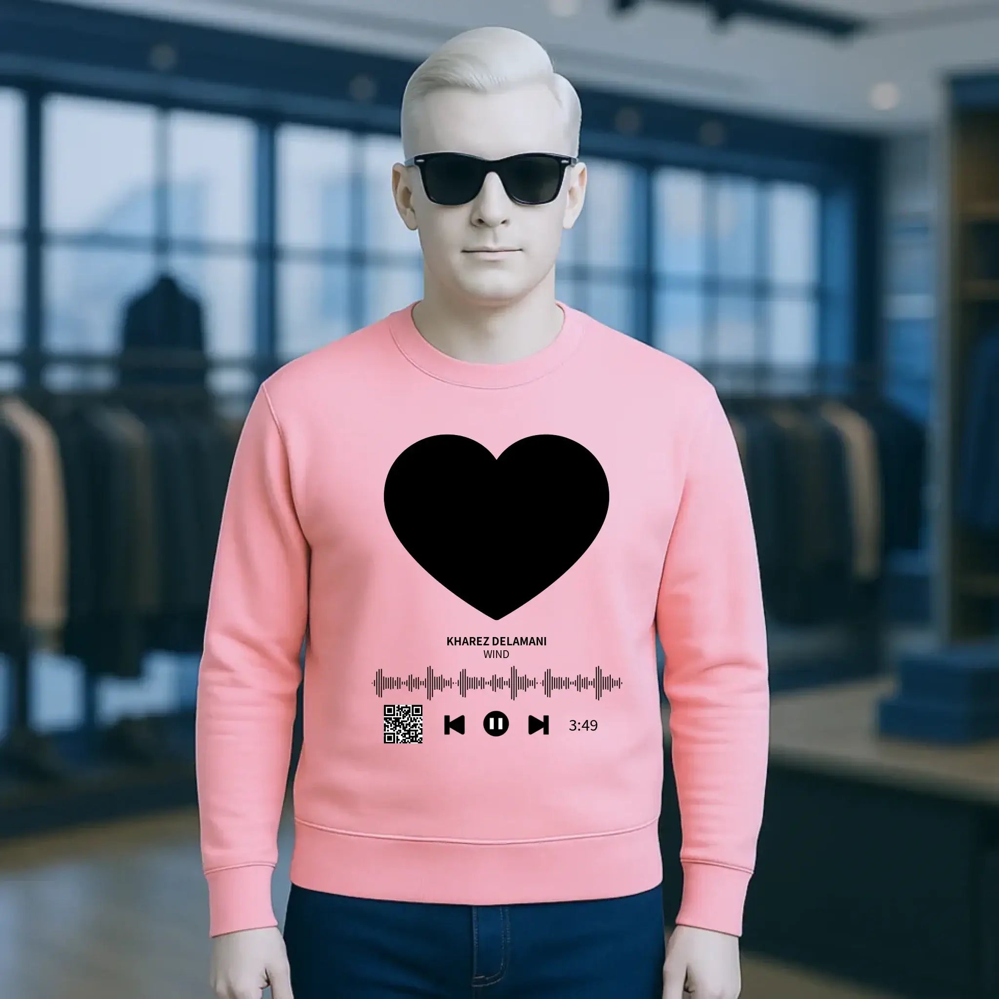 Dein Bild mit Spotify QR Code • Unisex Sweatshirt Bio-Baumwolle in 4 Farben XS-3XL • personalisiert
