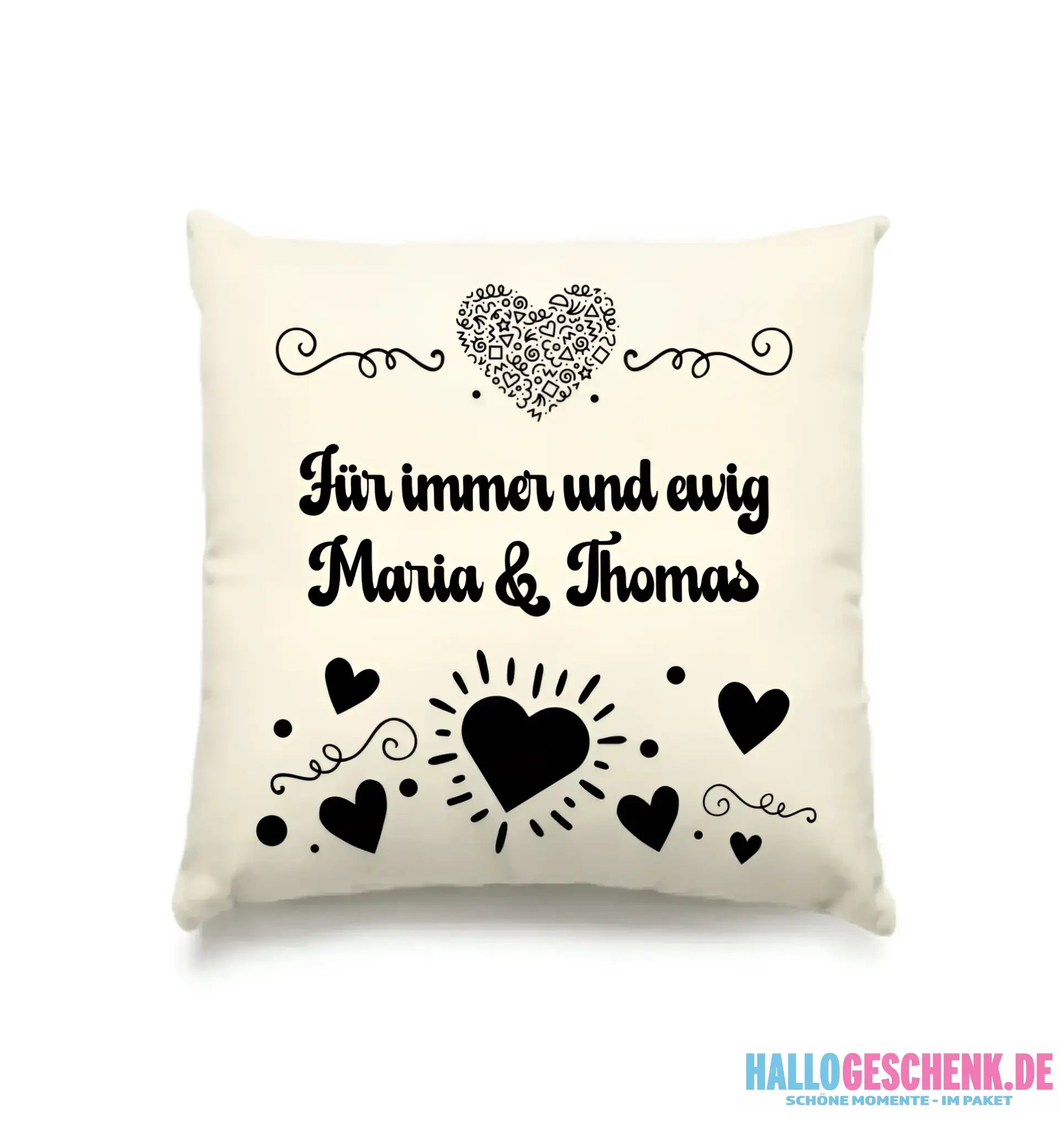 Dein e Wunschname n im LOVE DESIGN 3 - Kissen 40x40 cm - personalisierbar