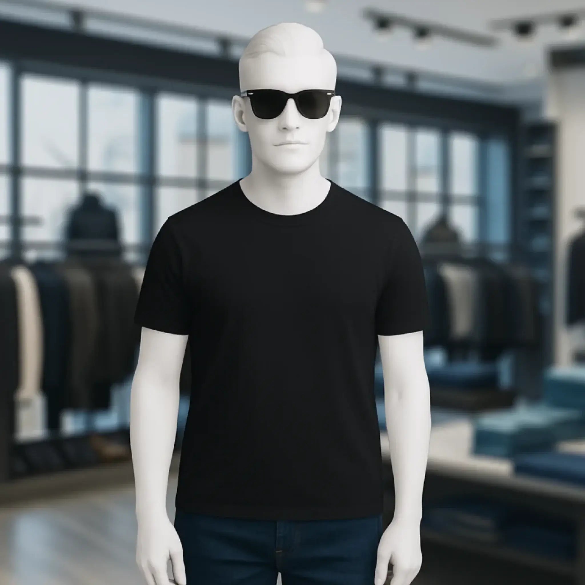 Schwarzes unisex premium t-shirt in kurzarm und bio-baumwolle für damen und herren in xs bis 5xl