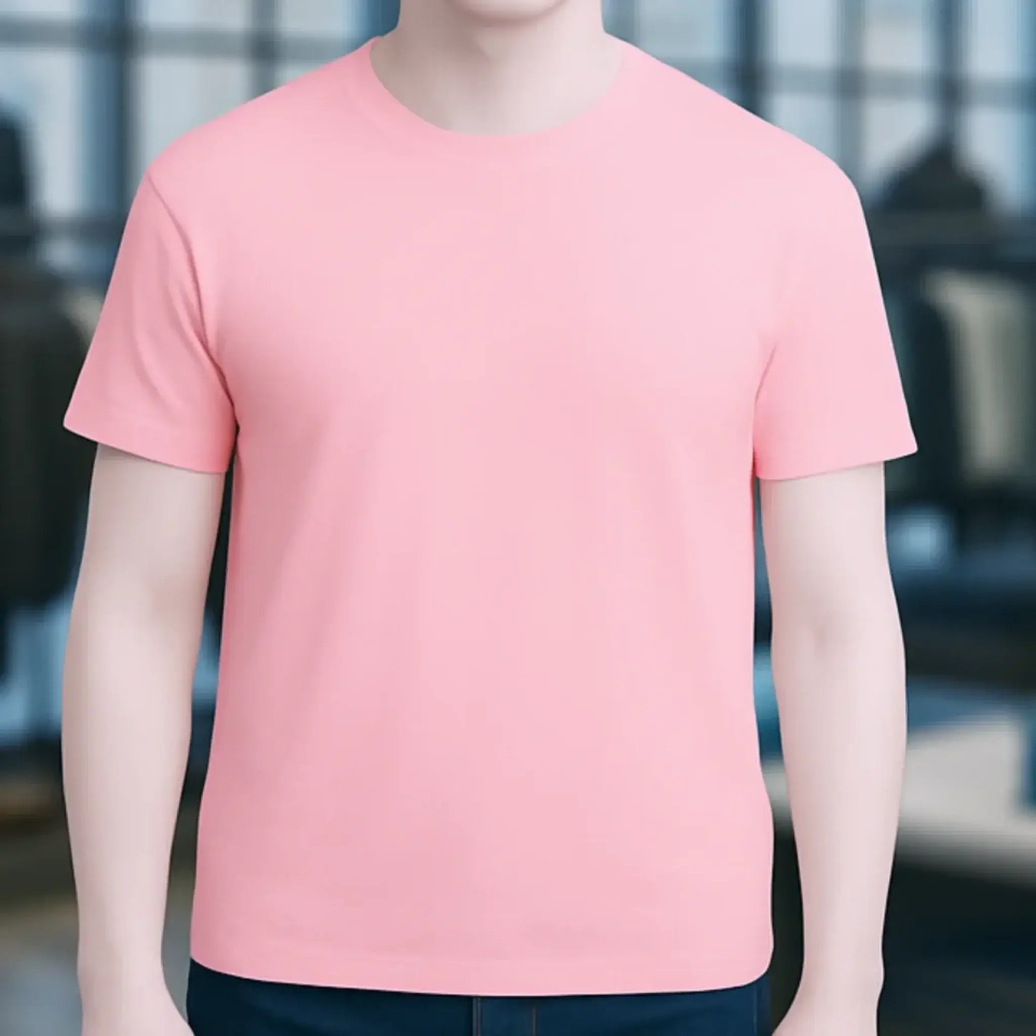 Ein softes rosa unisex premium t shirt aus bio baumwolle mit klassischem rundhalsausschnitt und kurzen ärmeln