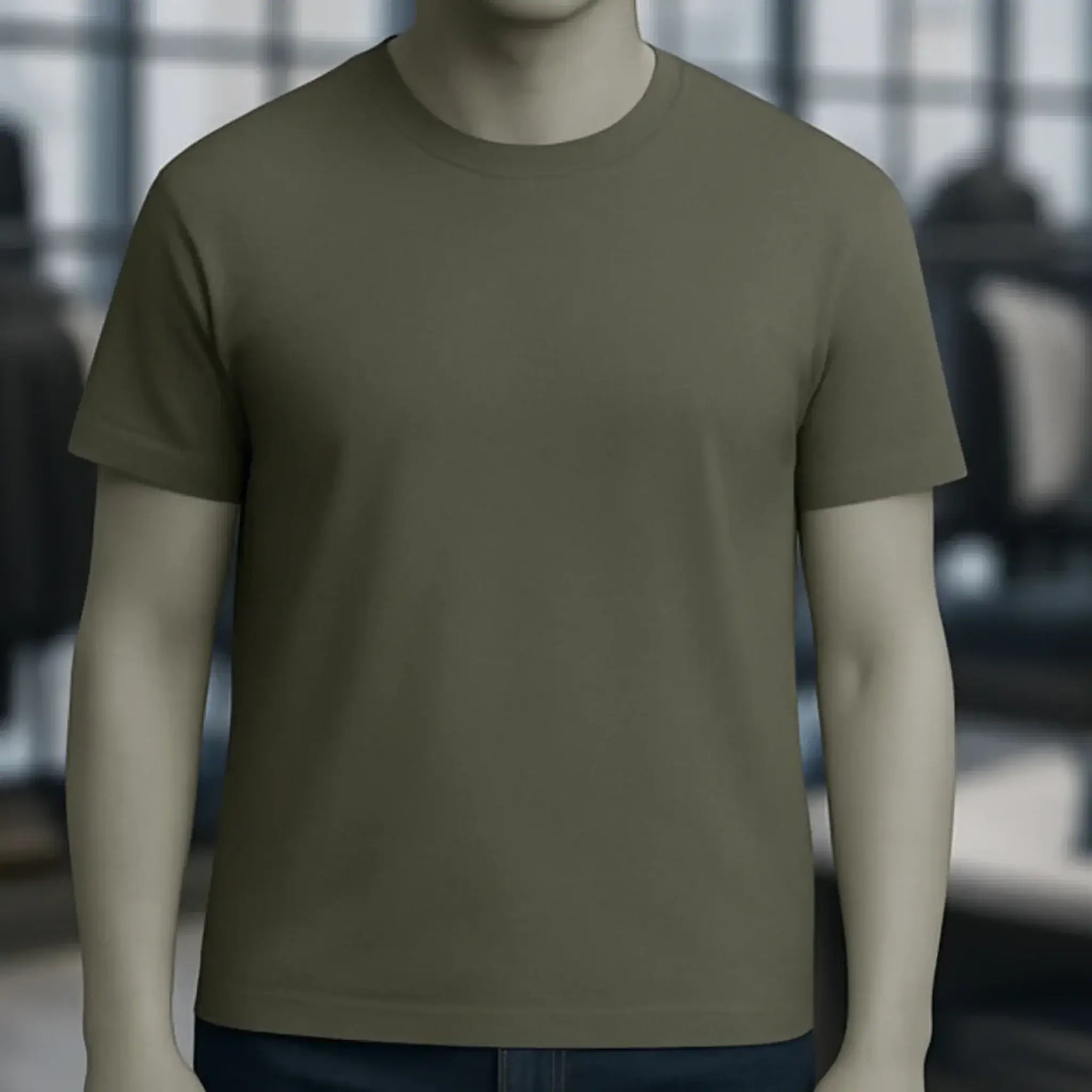Olivegrünes unisex premium t-shirt aus bio-baumwolle in cotton mit rundhalsausschnitt für damen und herren