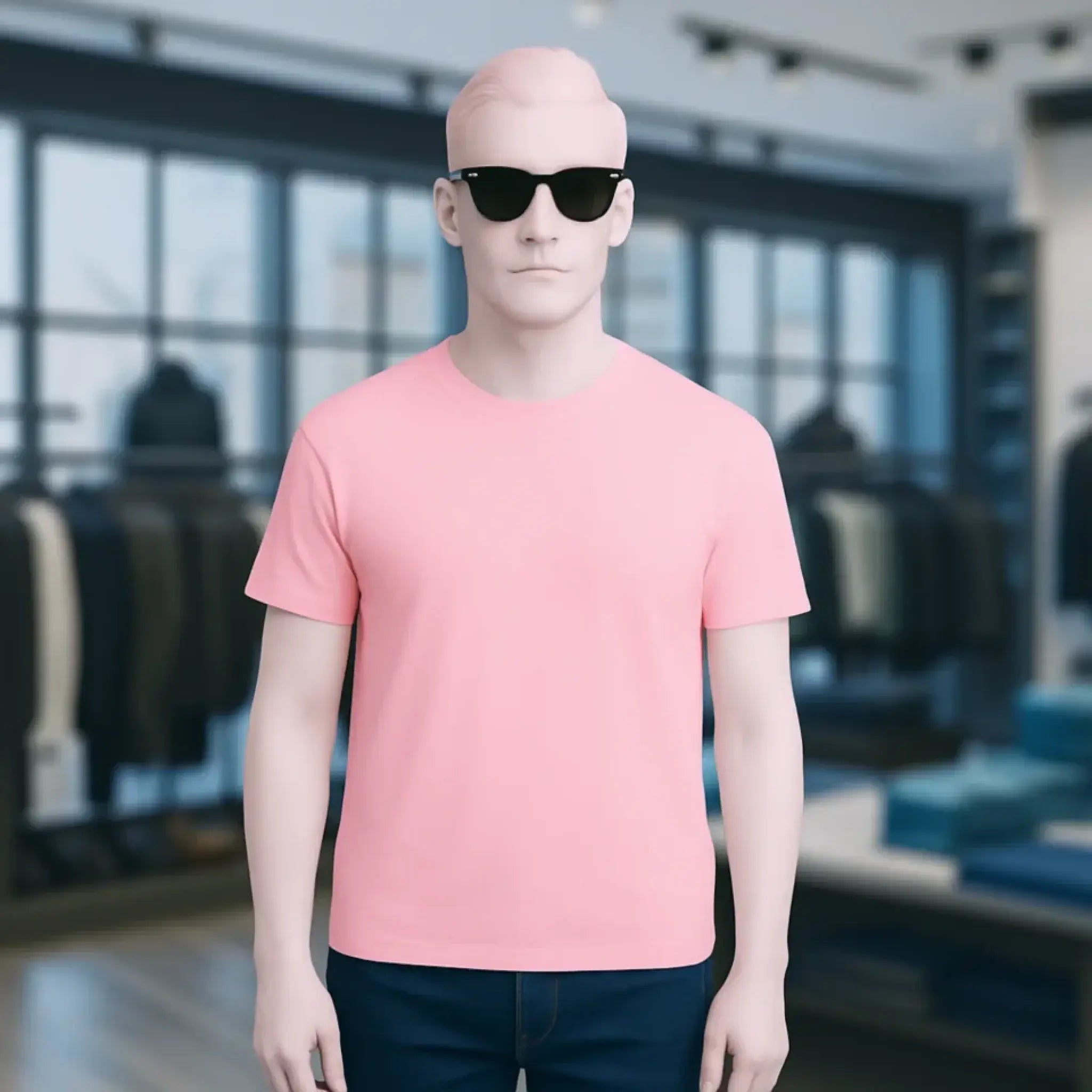 Ein unisex premium t shirt in solidem pink mit kurzen ärmeln und rundhalsausschnitt aus bio baumwolle