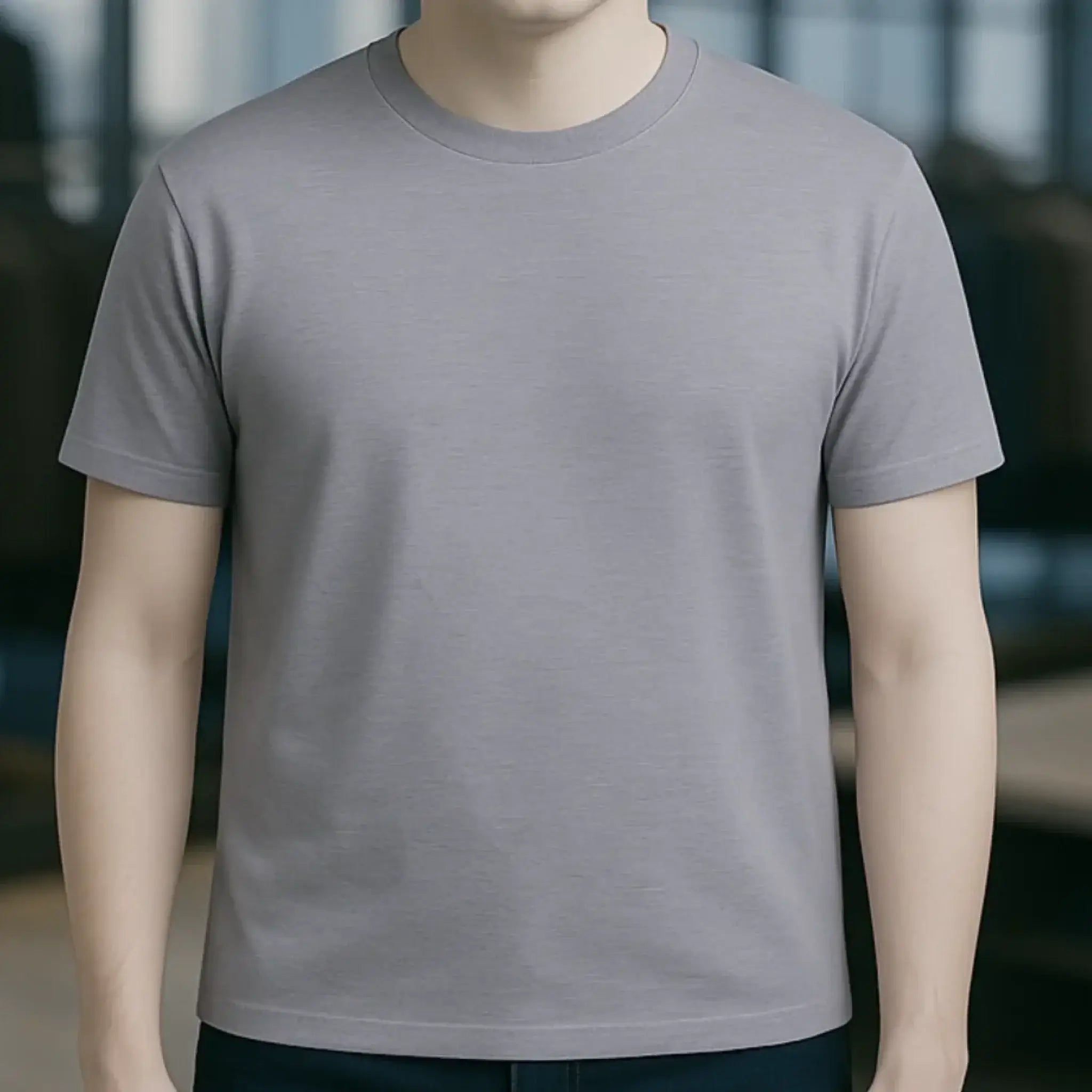 Ein schlichtes graues unisex premium t-shirt aus weicher bio-baumwolle für damen und herren