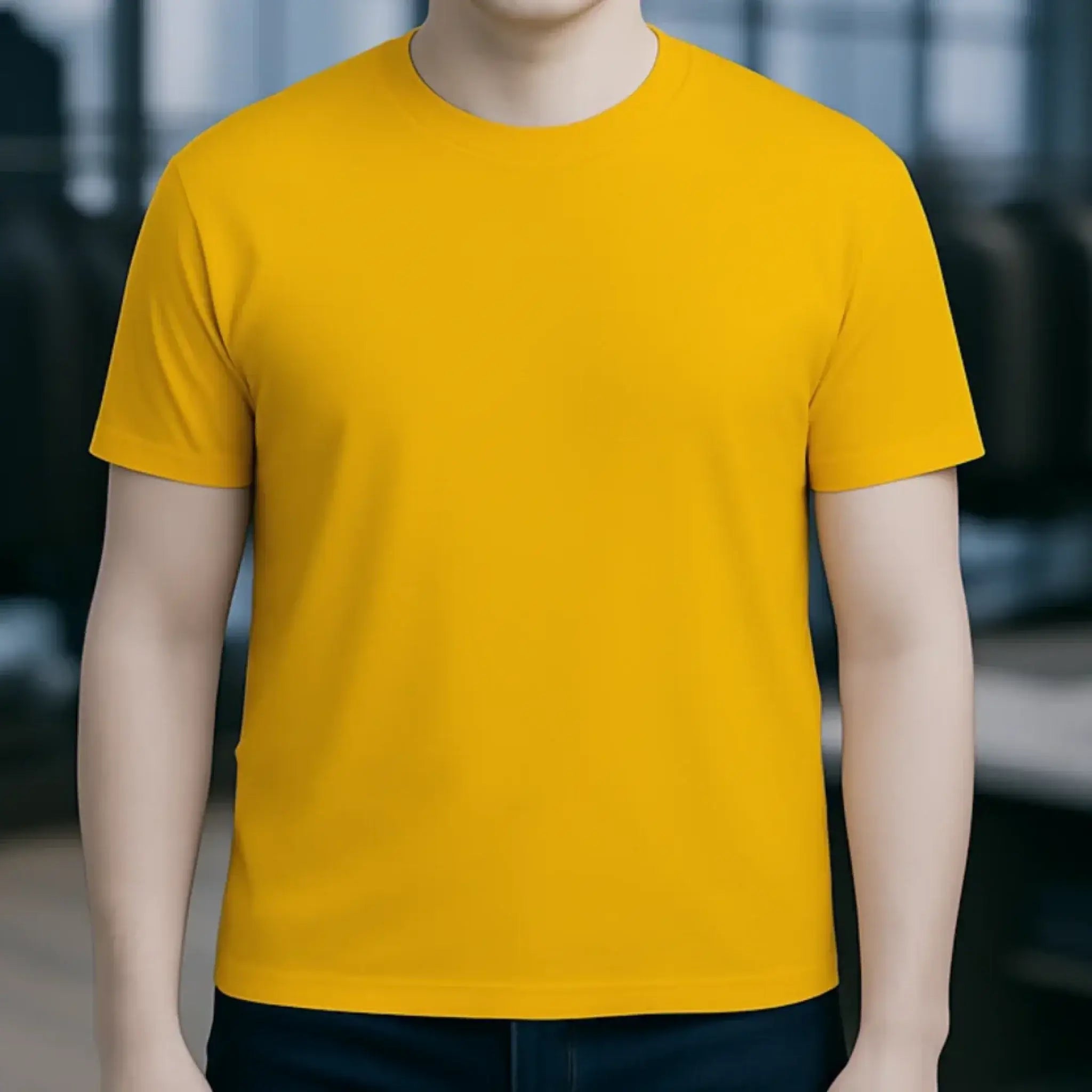 Bright gelbes unisex premium t shirt aus bio baumwolle mit kurzarm und rundhalsausschnitt in XS bis 5XL