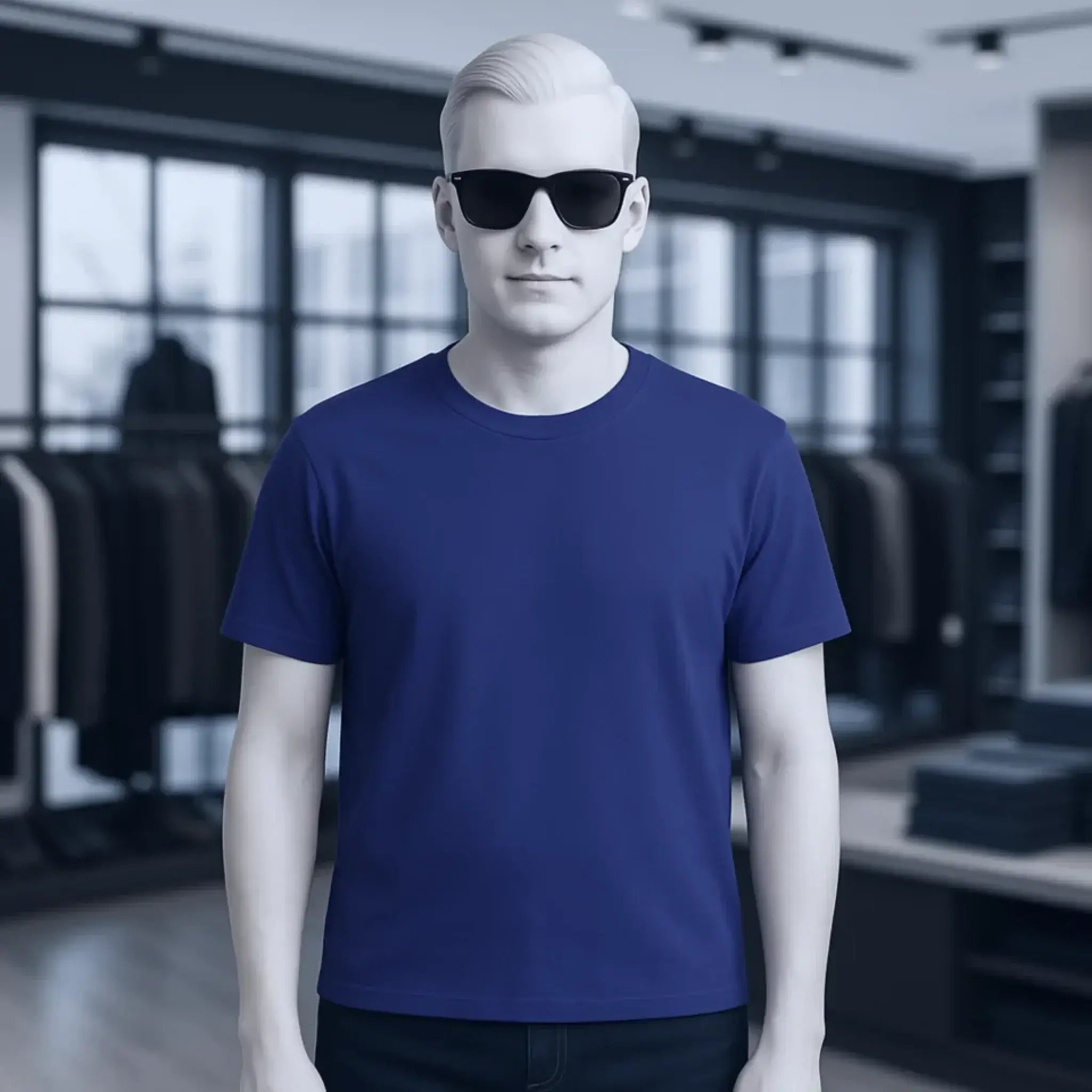 Ein solide navyblaue kurzarm unisex t shirt aus bio baumwolle in premiumqualität für damen und herren