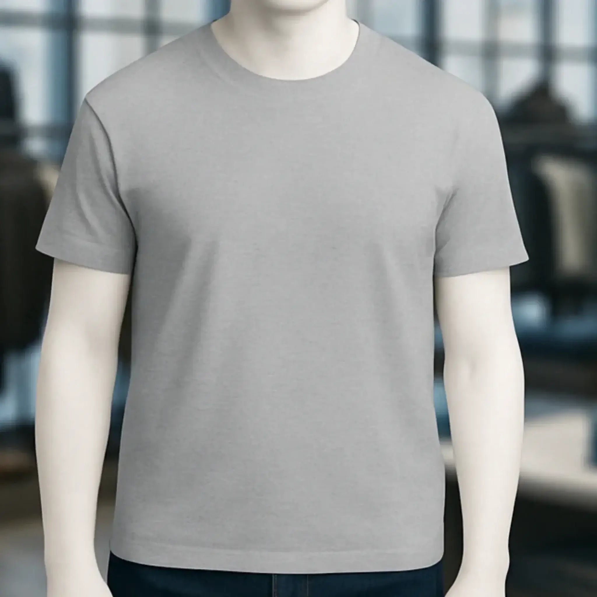 Ein einfaches graues unisex premium t-shirt aus weicher bio-baumwolle in xs bis 5xl für damen und herren
