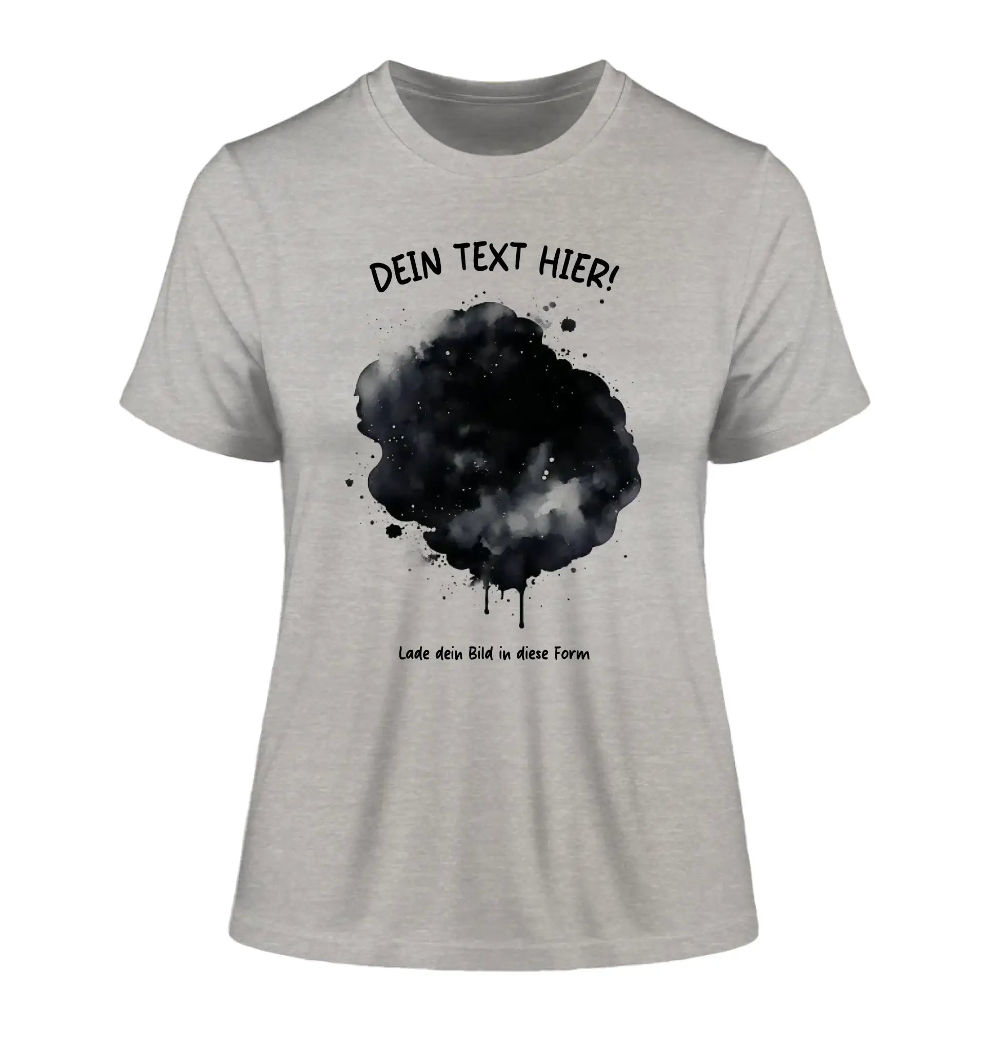 Dein Foto im Farbklecks mit Wunschtext (personalisierbare Fotomotive) - Damen T-Shirt (Fitted) • Bio / Heather Grey
