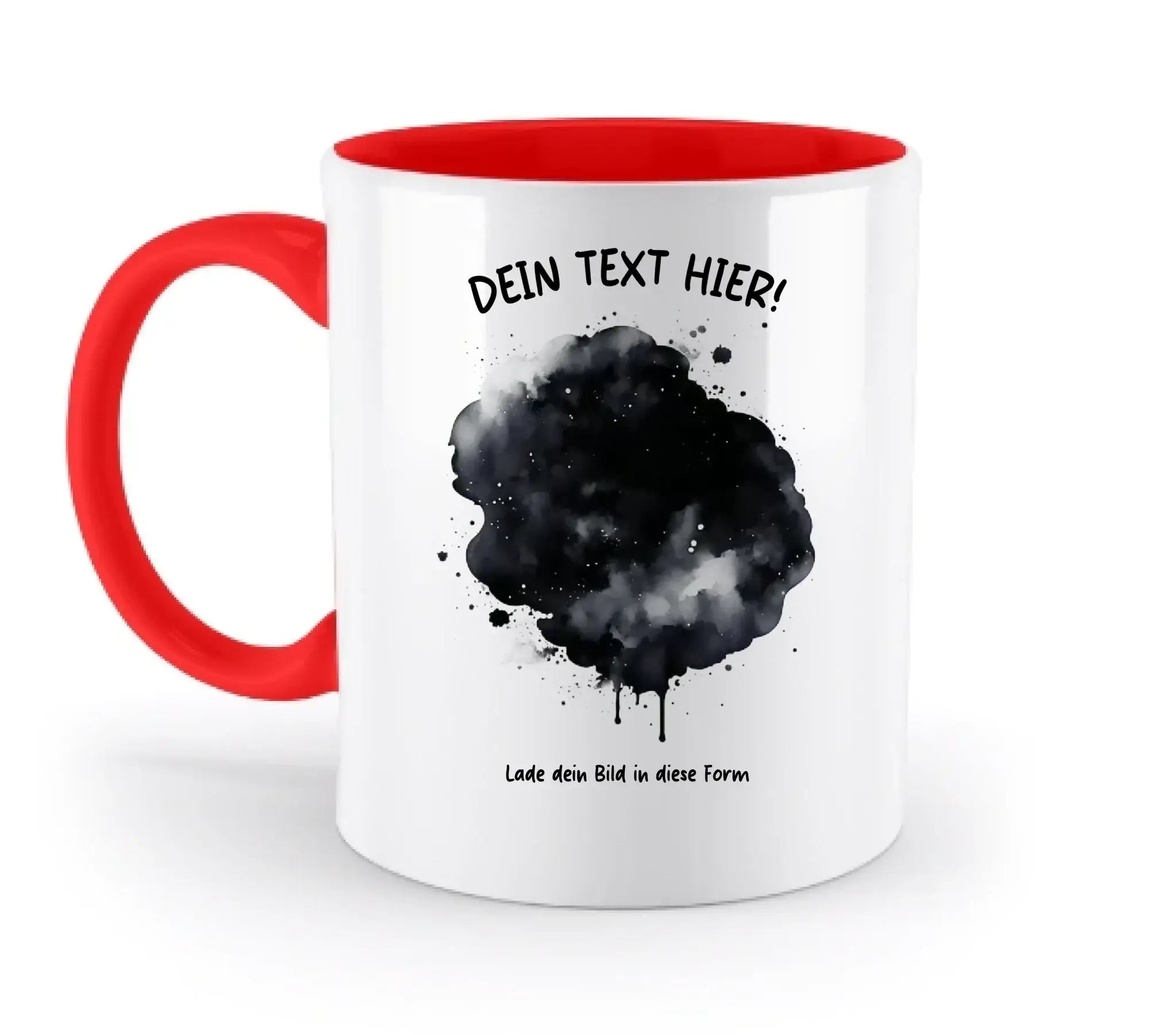 Dein Foto im Farbklecks mit Wunschtext (personalisierbare Fotomotive) - Zweifarbige Tasse / Rubin-Red / 330ml