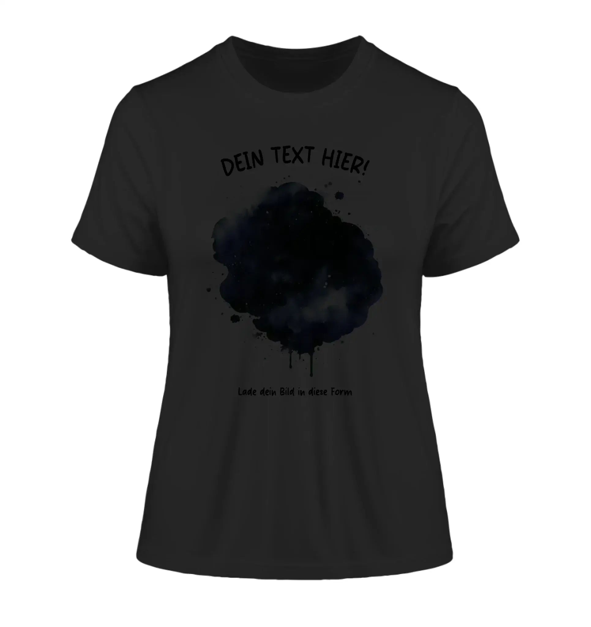 Dein Foto im Farbklecks mit Wunschtext (personalisierbare Fotomotive) - Damen T-Shirt (Fitted) • Bio / Black / 2XL