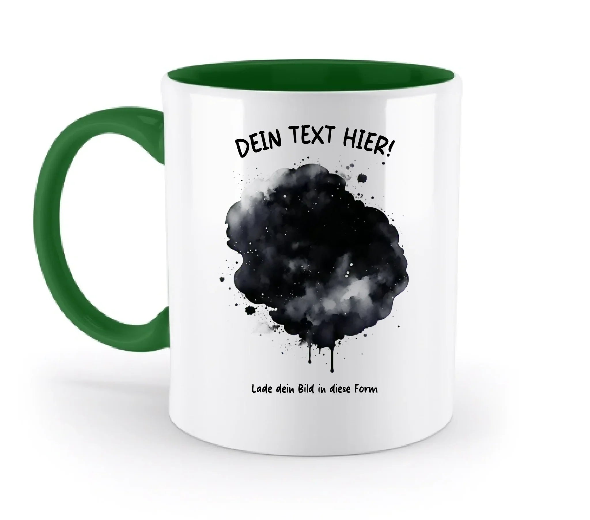 Dein Foto im Farbklecks mit Wunschtext (personalisierbare Fotomotive) - Zweifarbige Tasse / Irish-Green / 330ml