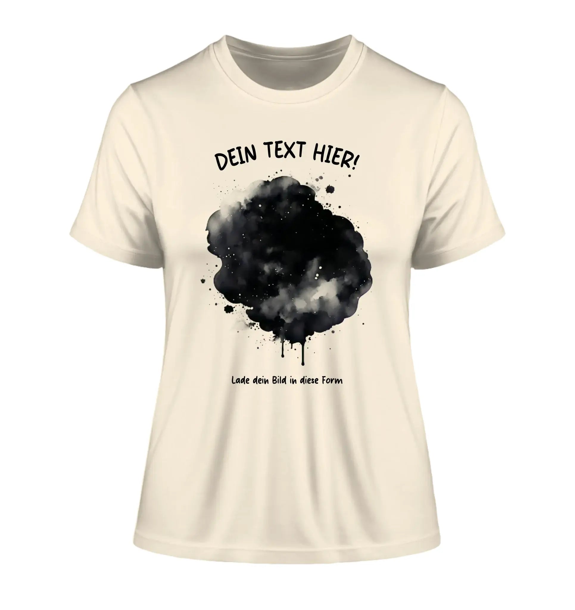 Dein Foto im Farbklecks mit Wunschtext (personalisierbare Fotomotive) - Damen T-Shirt (Fitted) • Bio / Natural / 2XL
