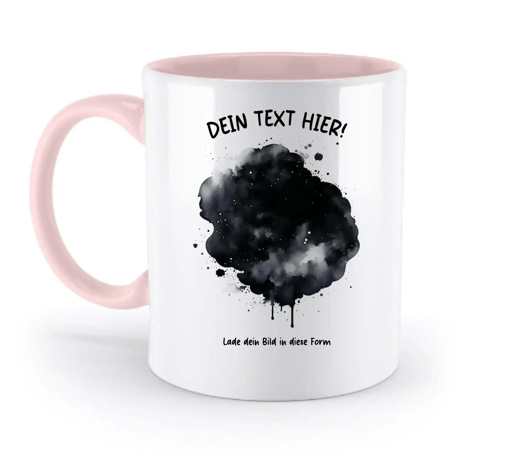 Dein Foto im Farbklecks mit Wunschtext (personalisierbare Fotomotive) - Zweifarbige Tasse / Powder-Pink / 330ml
