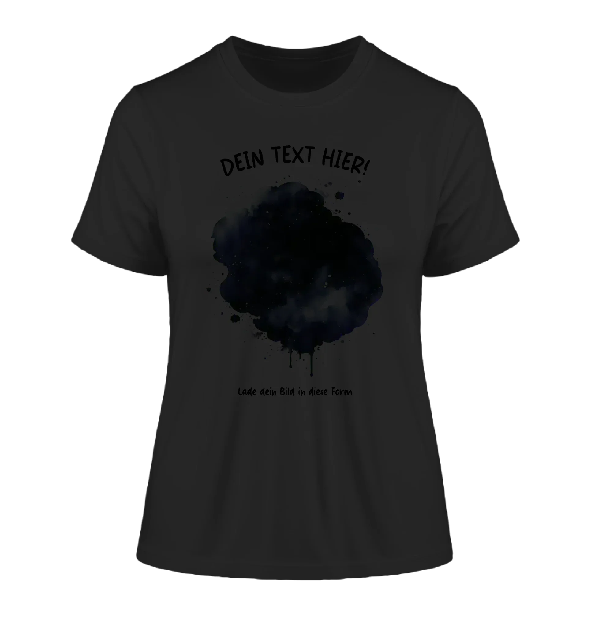 Dein Foto im Farbklecks mit Wunschtext (personalisierbare Fotomotive) - Damen T-Shirt (Fitted) • Bio / Black / 2XL