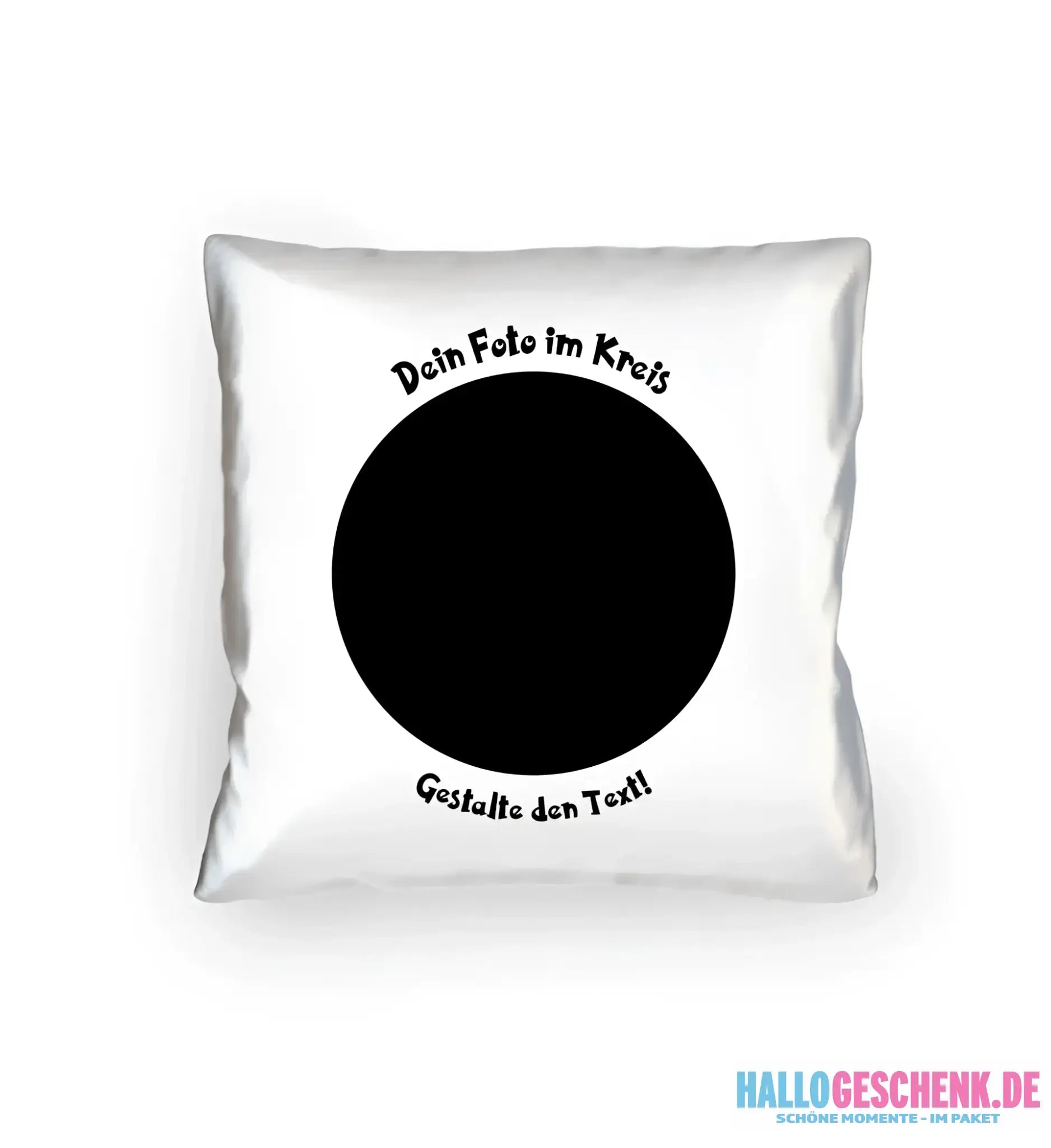 Dein Foto im Kreis + Text • Kissen 40x40 cm • personalisiert