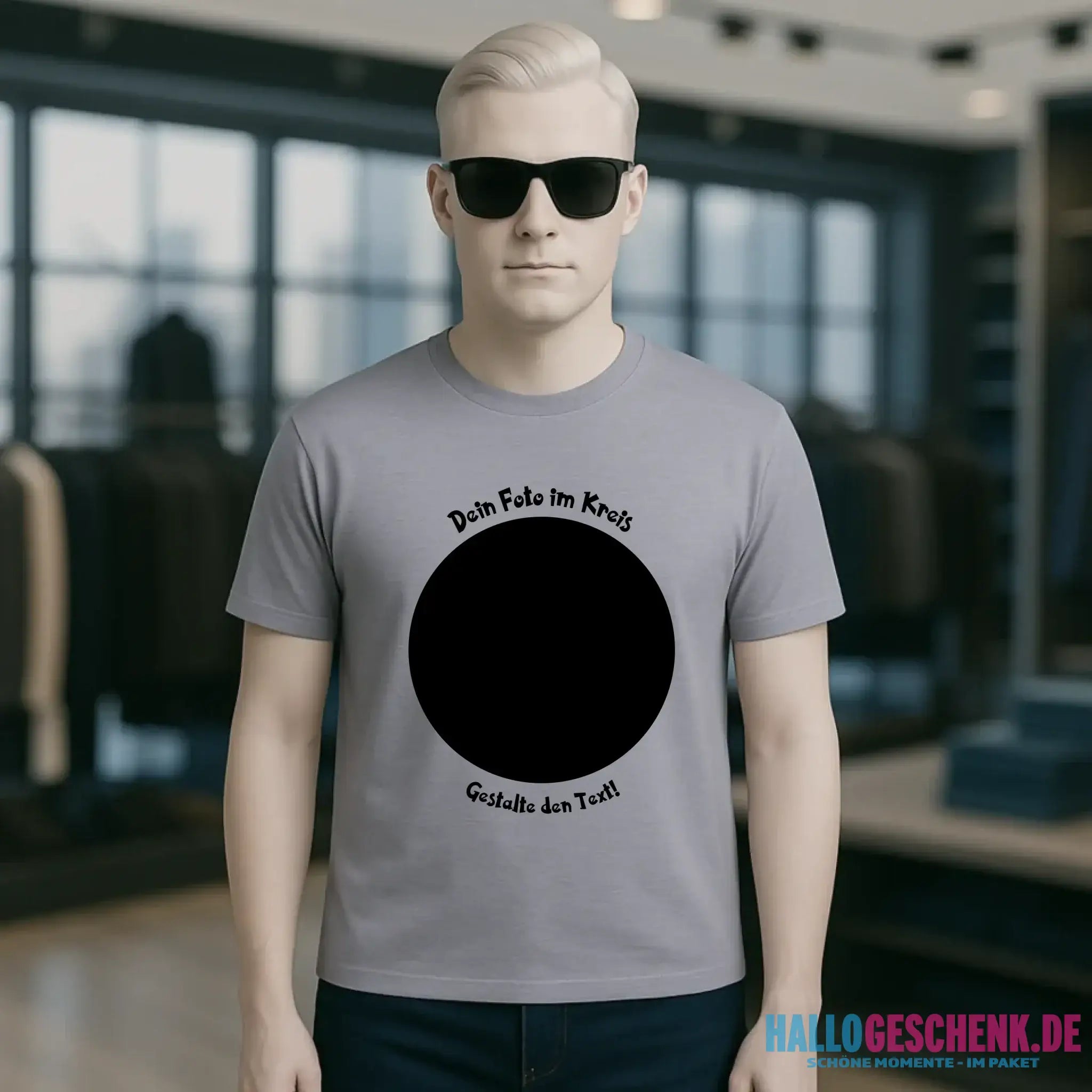 Dein Foto im Kreis + Text • Unisex Premium T-Shirt XS-5XL aus Bio-Baumwolle für Damen & Herren • Exklusivdesign • personalisiert
