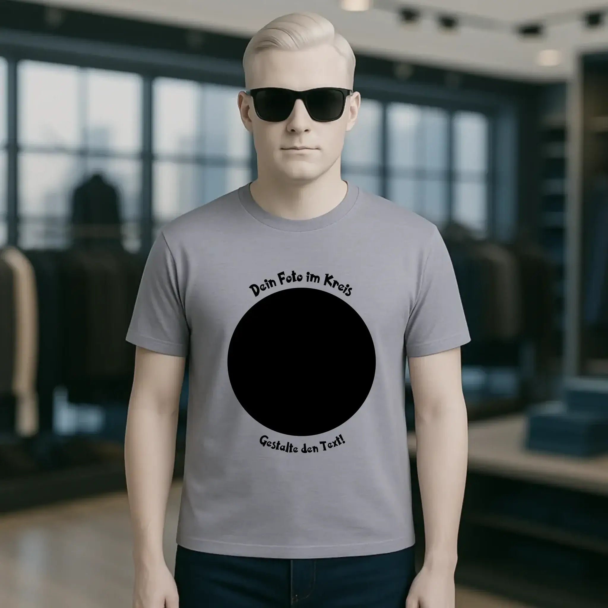 Dein Foto im Kreis + Text • Unisex Premium T-Shirt XS-5XL aus Bio-Baumwolle für Damen & Herren • Exklusivdesign • personalisiert