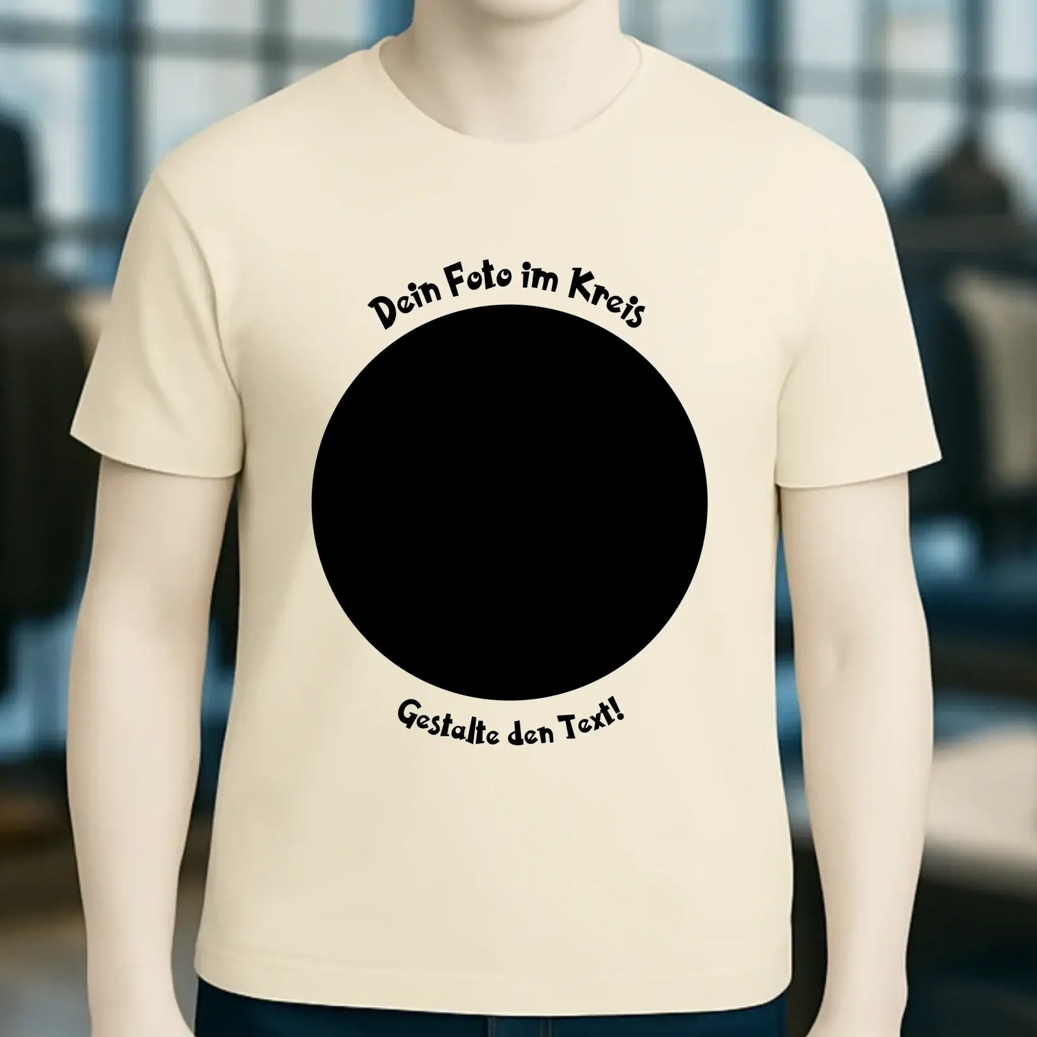 Dein Foto im Kreis + Text • Unisex Premium T-Shirt XS-5XL aus Bio-Baumwolle für Damen & Herren • Exklusivdesign • personalisiert
