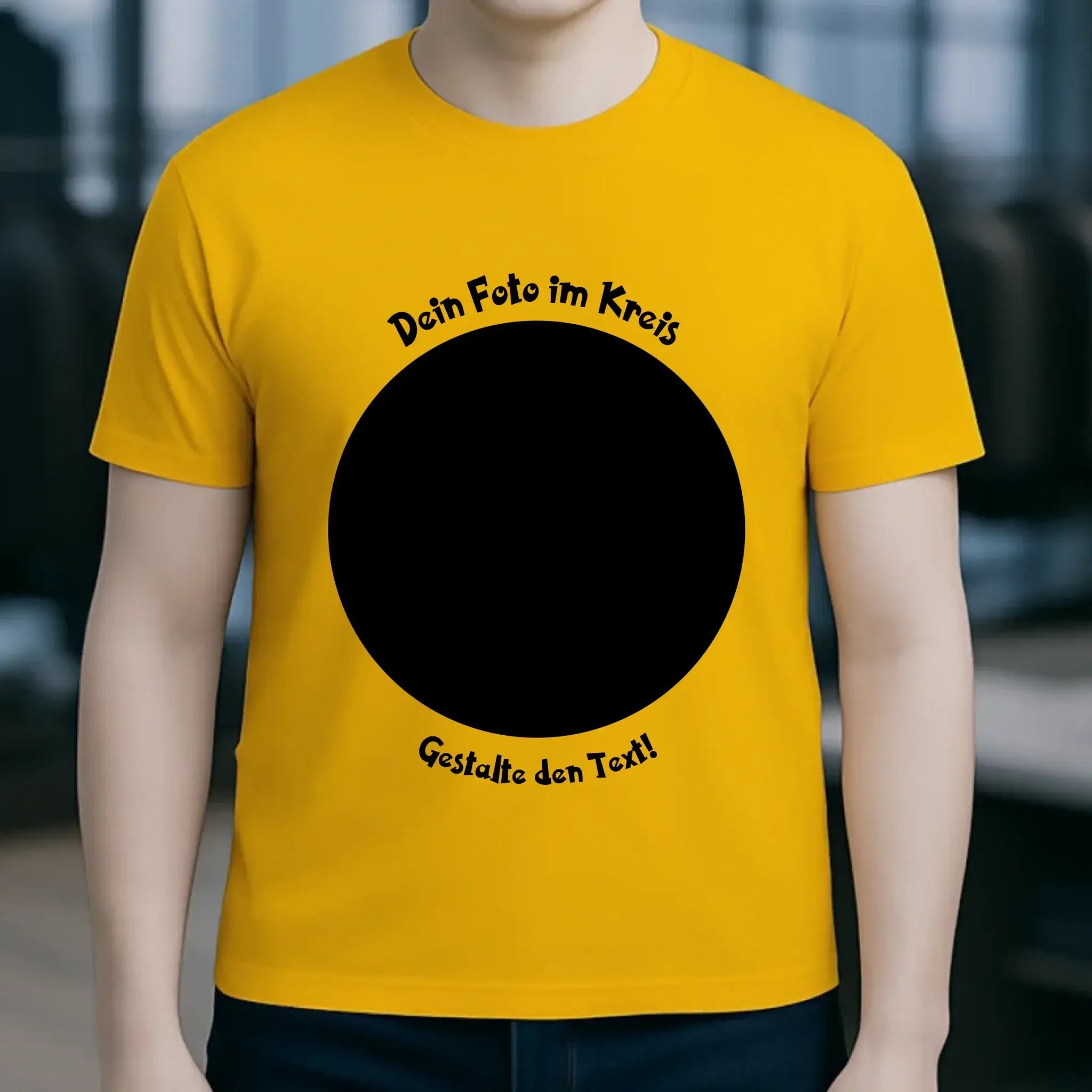 Dein Foto im Kreis + Text • Unisex Premium T-Shirt XS-5XL aus Bio-Baumwolle für Damen & Herren • Exklusivdesign • personalisiert