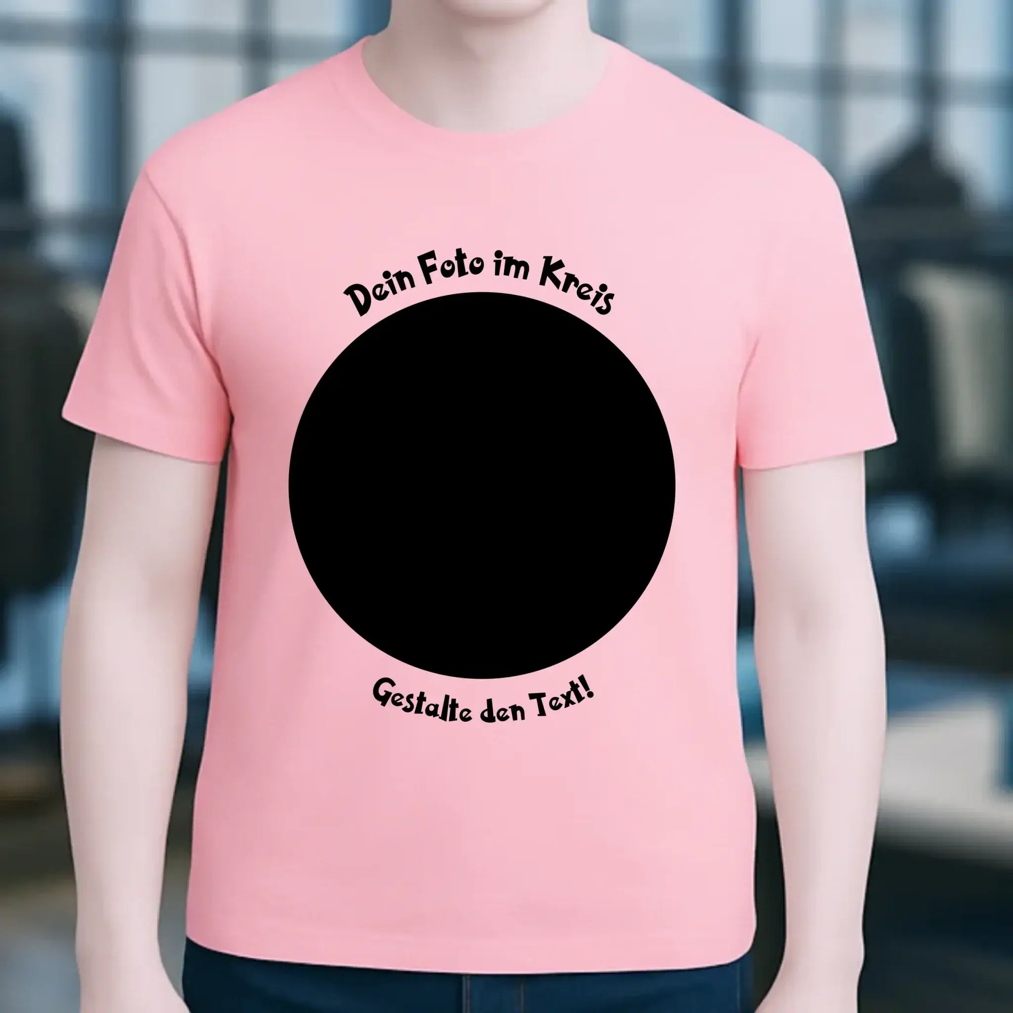 Dein Foto im Kreis + Text • Unisex Premium T-Shirt XS-5XL aus Bio-Baumwolle für Damen & Herren • Exklusivdesign • personalisiert