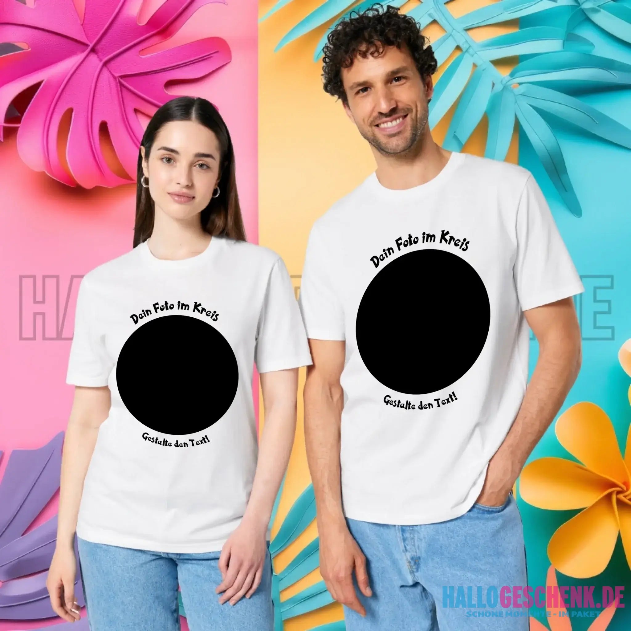 Dein Foto im Kreis + Text • Unisex Premium T-Shirt XS-5XL aus Bio-Baumwolle für Damen & Herren • Exklusivdesign • personalisiert