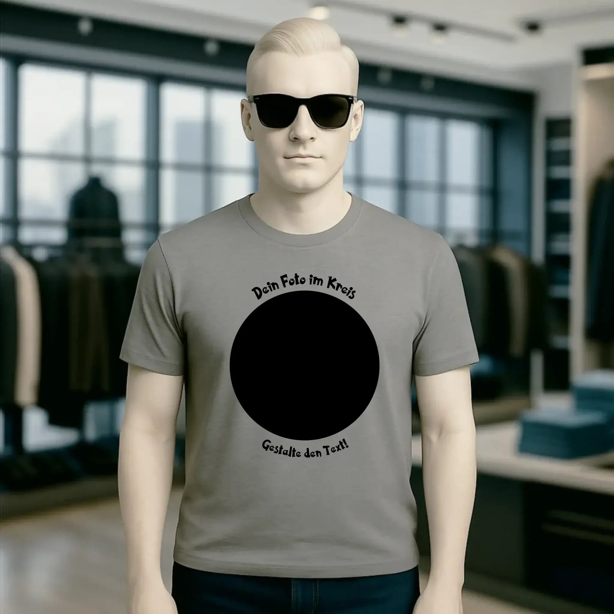 Dein Foto im Kreis + Text • Unisex Premium T-Shirt XS-5XL aus Bio-Baumwolle für Damen & Herren • Exklusivdesign • personalisiert