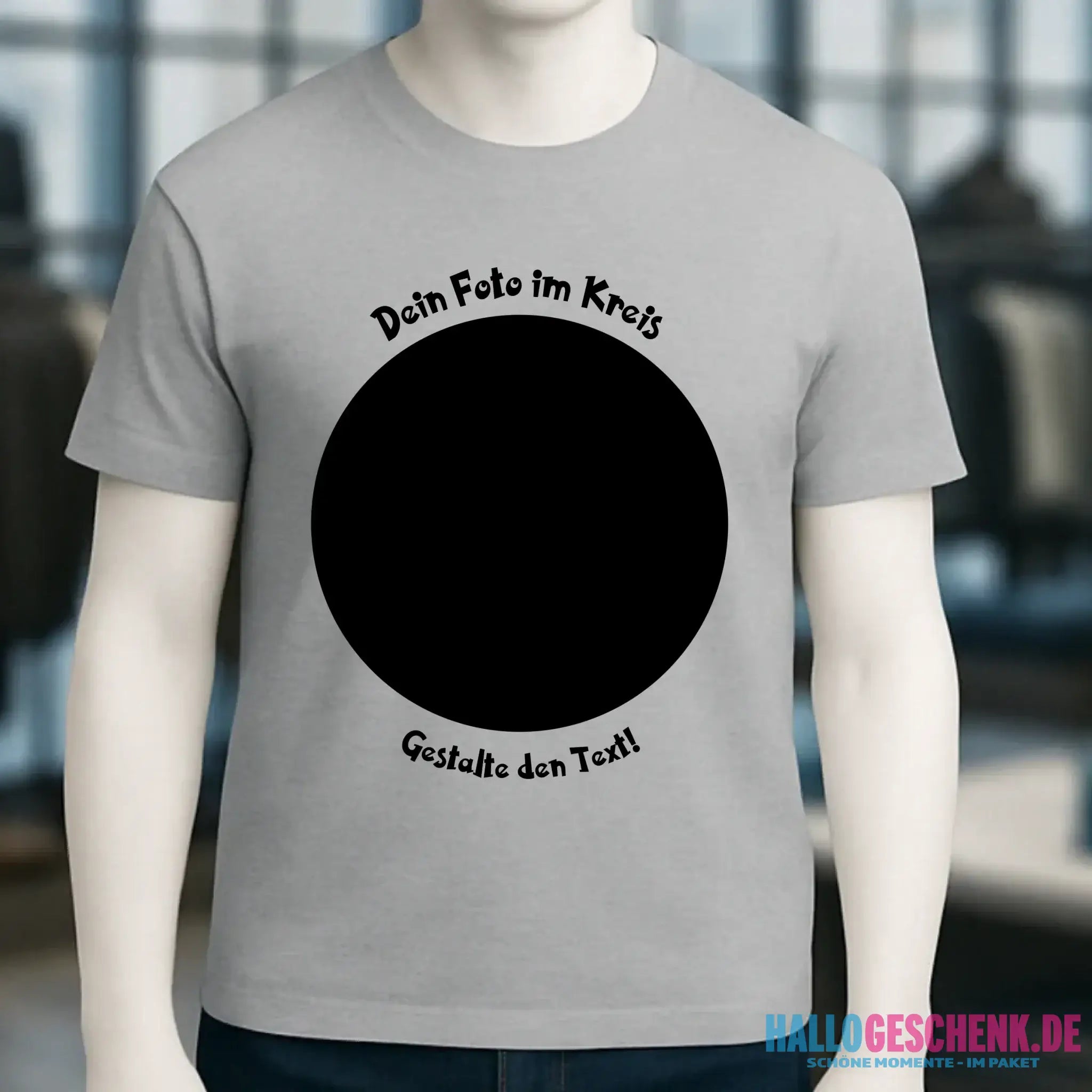 Dein Foto im Kreis + Text • Unisex Premium T-Shirt XS-5XL aus Bio-Baumwolle für Damen & Herren • Exklusivdesign • personalisiert
